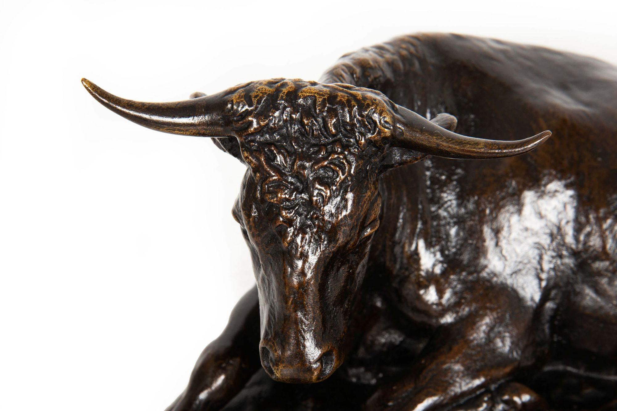 French Antique Bronze Sculpture “Resting Bull” by Rosa Bonheur ca. 1870-90 For Sale 3