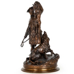 French Antique Bronze Sculpture “Scottish Hunter”, Pierre Jules Mene ca. 1900