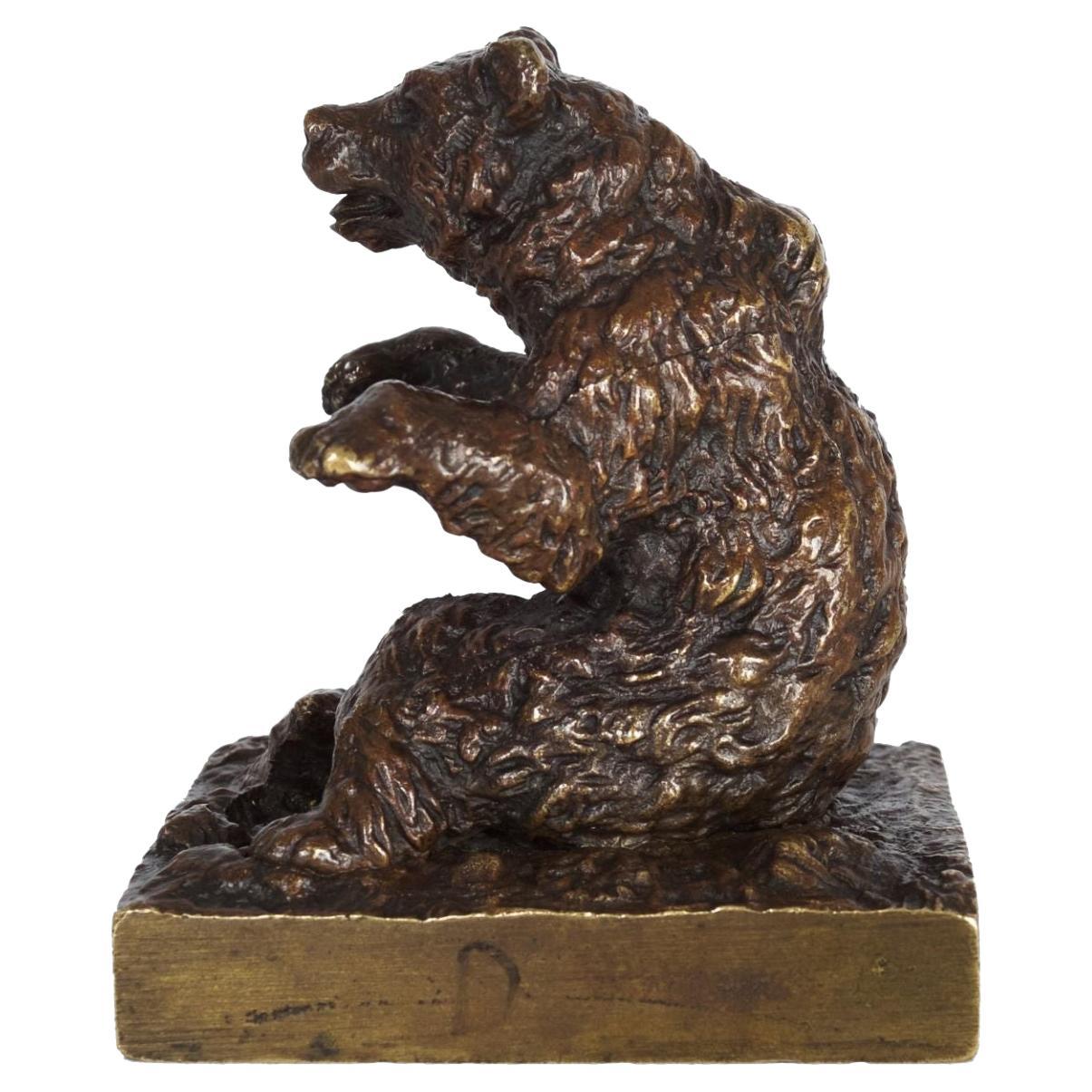Bronzeplastik Figur Skulptur Bär 7 cm Teilnahme an Verlosung sculpture bear 