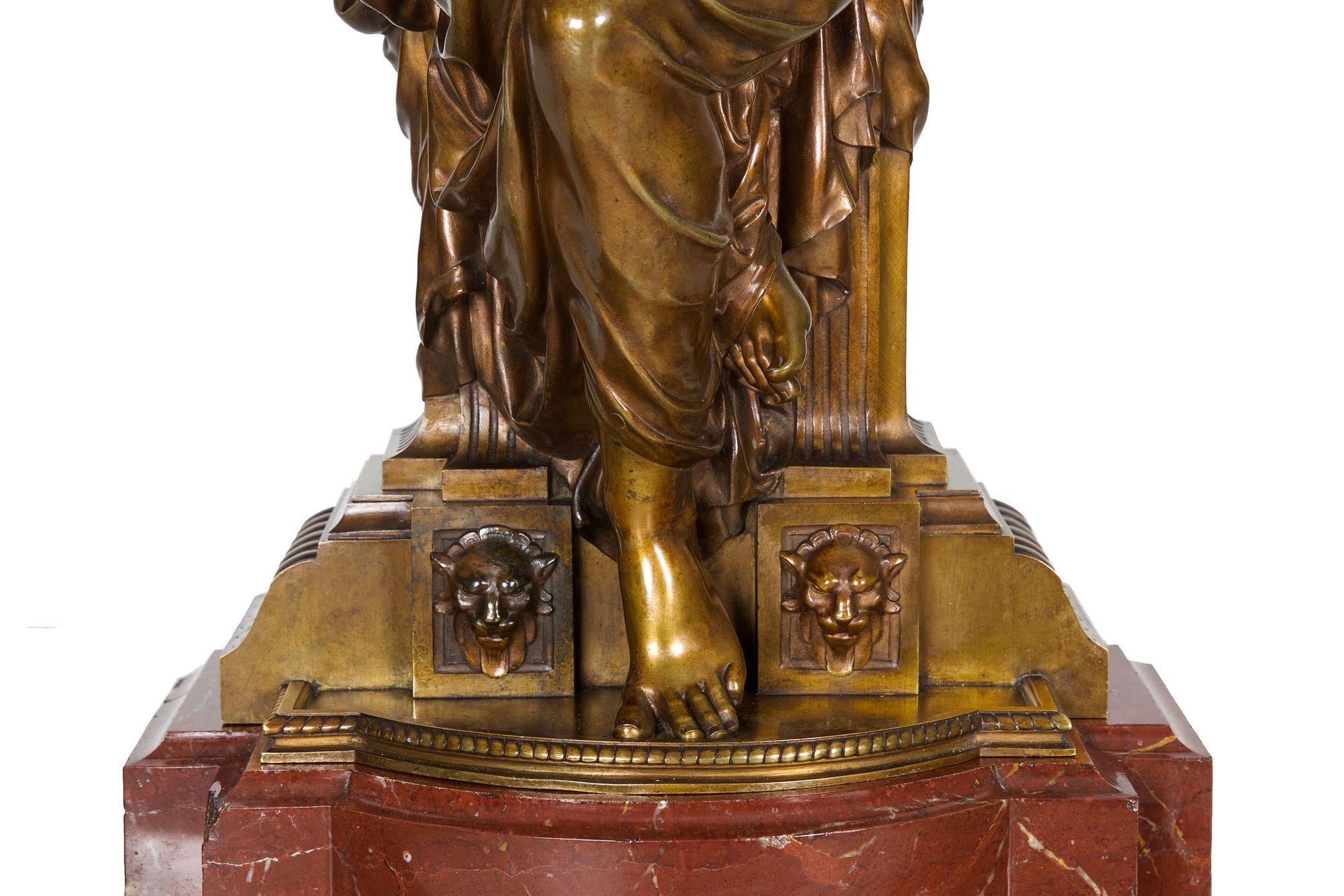 Französische antike Bronzeskulptur einer sitzenden Frau von Etienne-Henri Dumaige, um 1880 im Angebot 6
