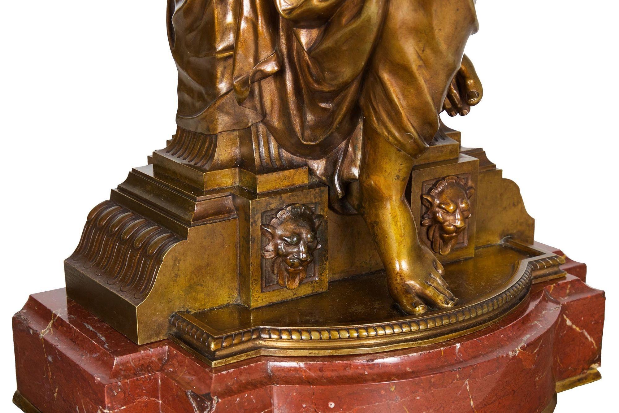 Französische antike Bronzeskulptur einer sitzenden Frau von Etienne-Henri Dumaige, um 1880 im Angebot 10