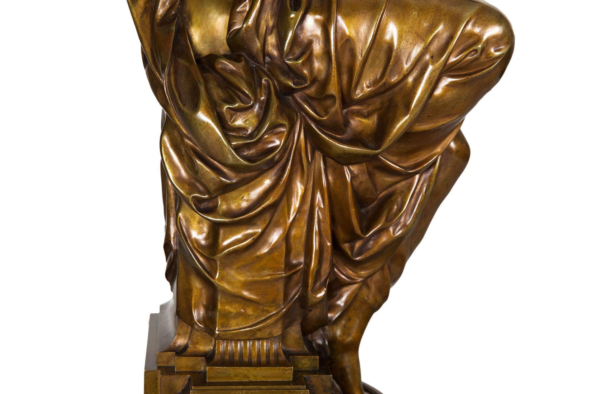 French Antique Bronze Sculpture “Seated Woman” by Etienne-Henri Dumaige, c.1880 For Sale 12