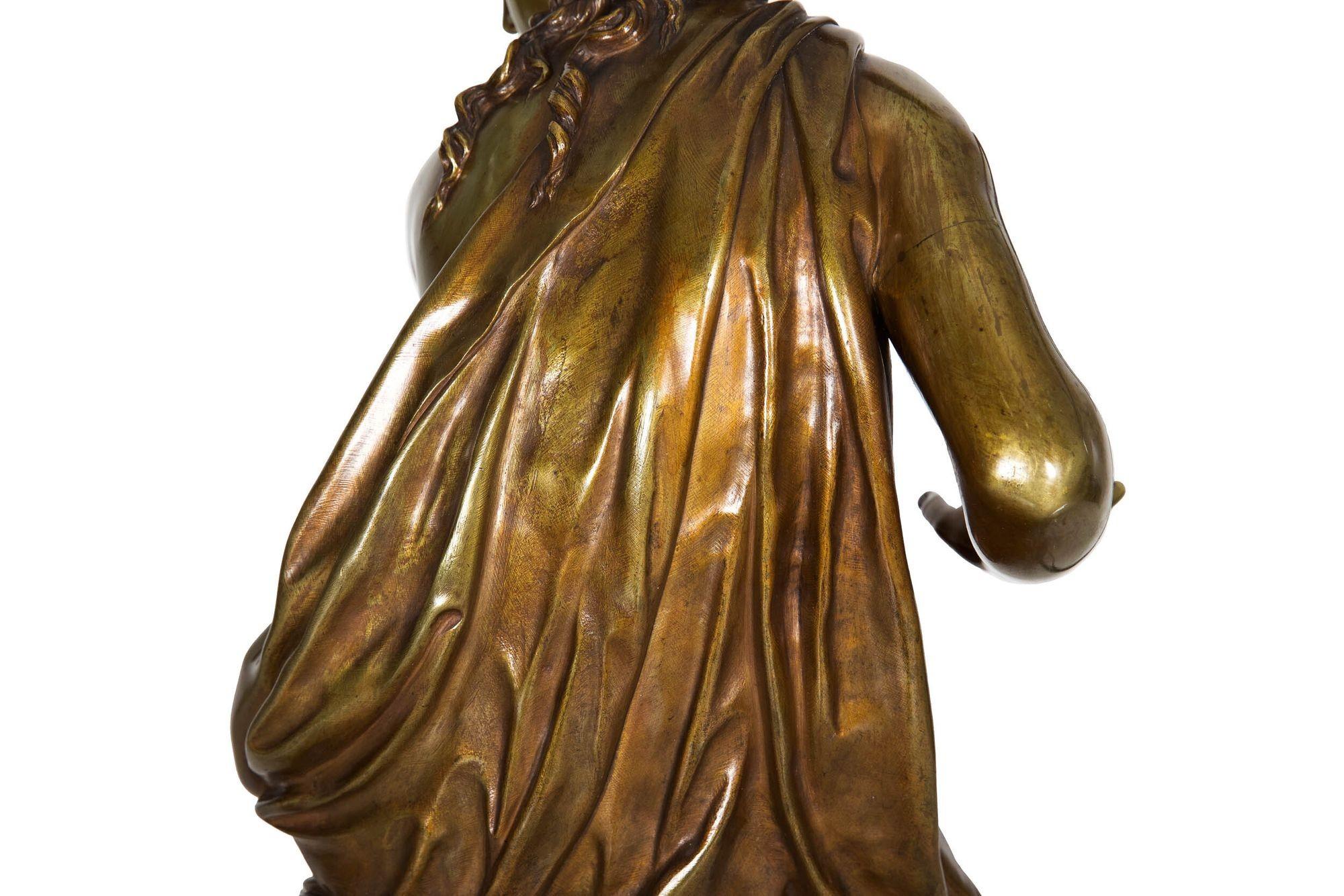 Französische antike Bronzeskulptur einer sitzenden Frau von Etienne-Henri Dumaige, um 1880 im Angebot 15