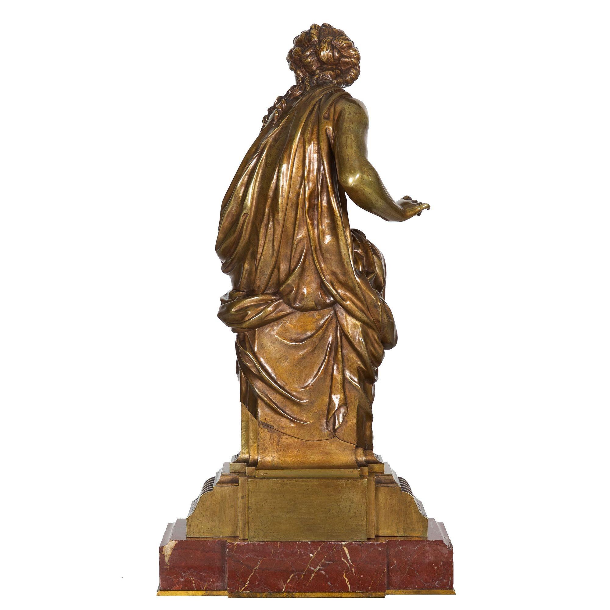 Romantic French Antique Bronze Sculpture “Seated Woman” by Etienne-Henri Dumaige, c.1880 For Sale