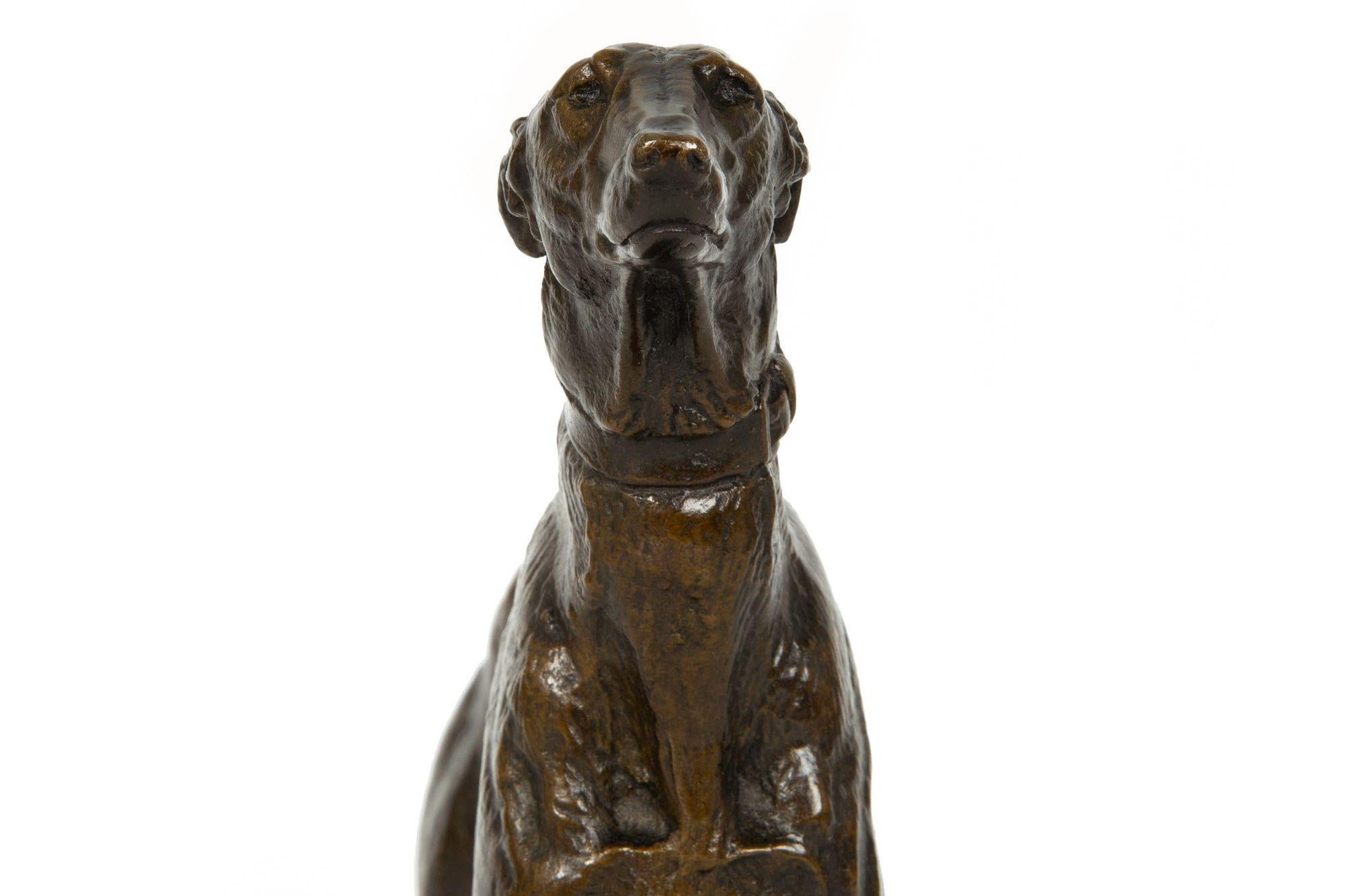 French Antique Bronze Sculpture “Standing Greyhound” by Emmanuel Fremiet For Sale 6