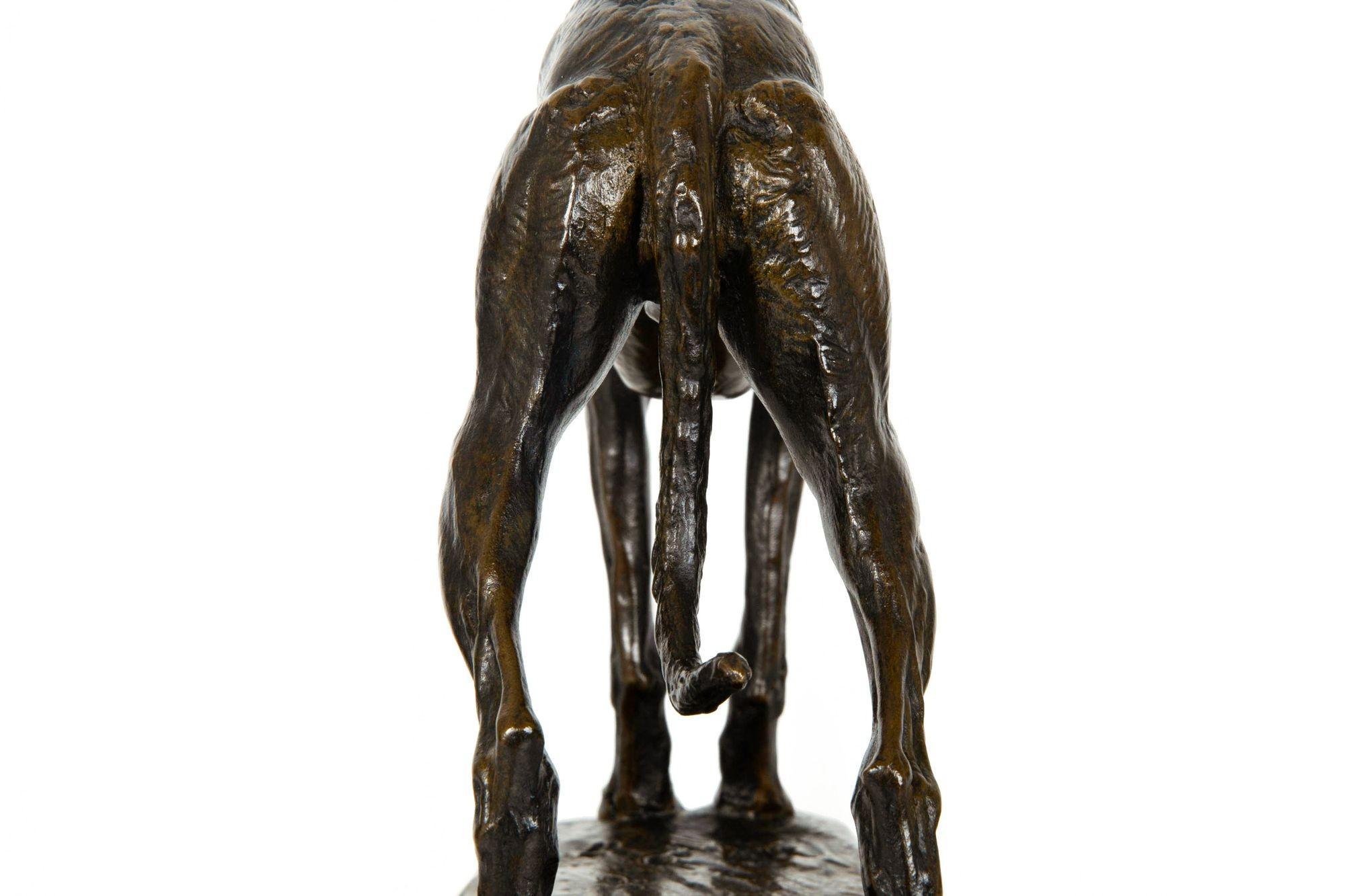French Antique Bronze Sculpture “Standing Greyhound” by Emmanuel Fremiet For Sale 12
