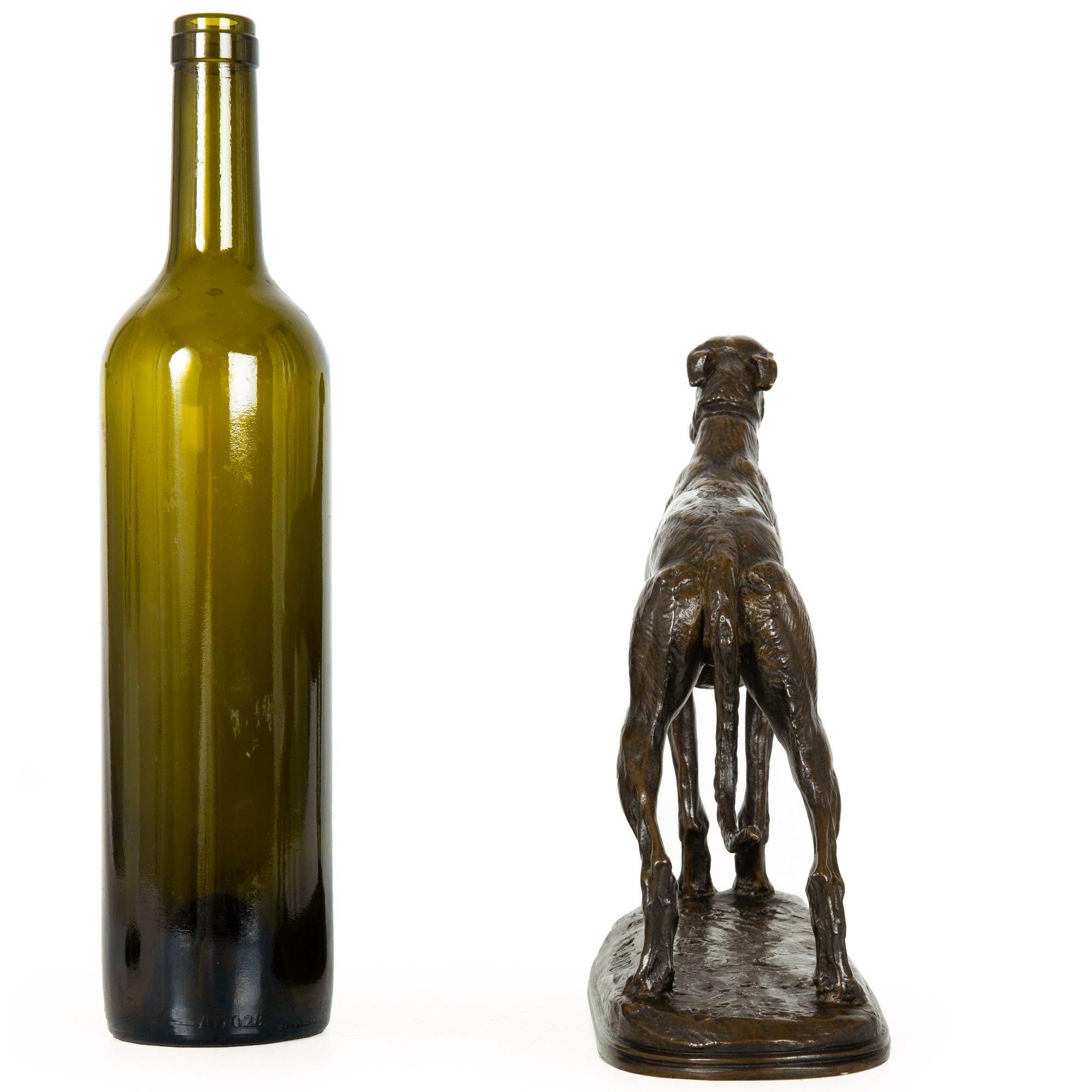 French Antique Bronze Sculpture “Standing Greyhound” by Emmanuel Fremiet In Good Condition For Sale In Shippensburg, PA