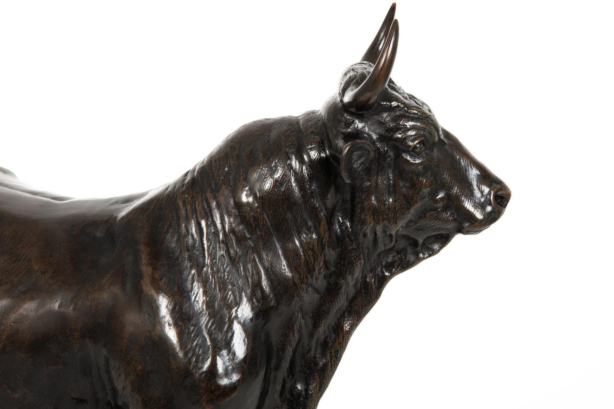 French Antique Bronze Sculpture “Striding Bull” after Isidore Jules Bonheur For Sale 5
