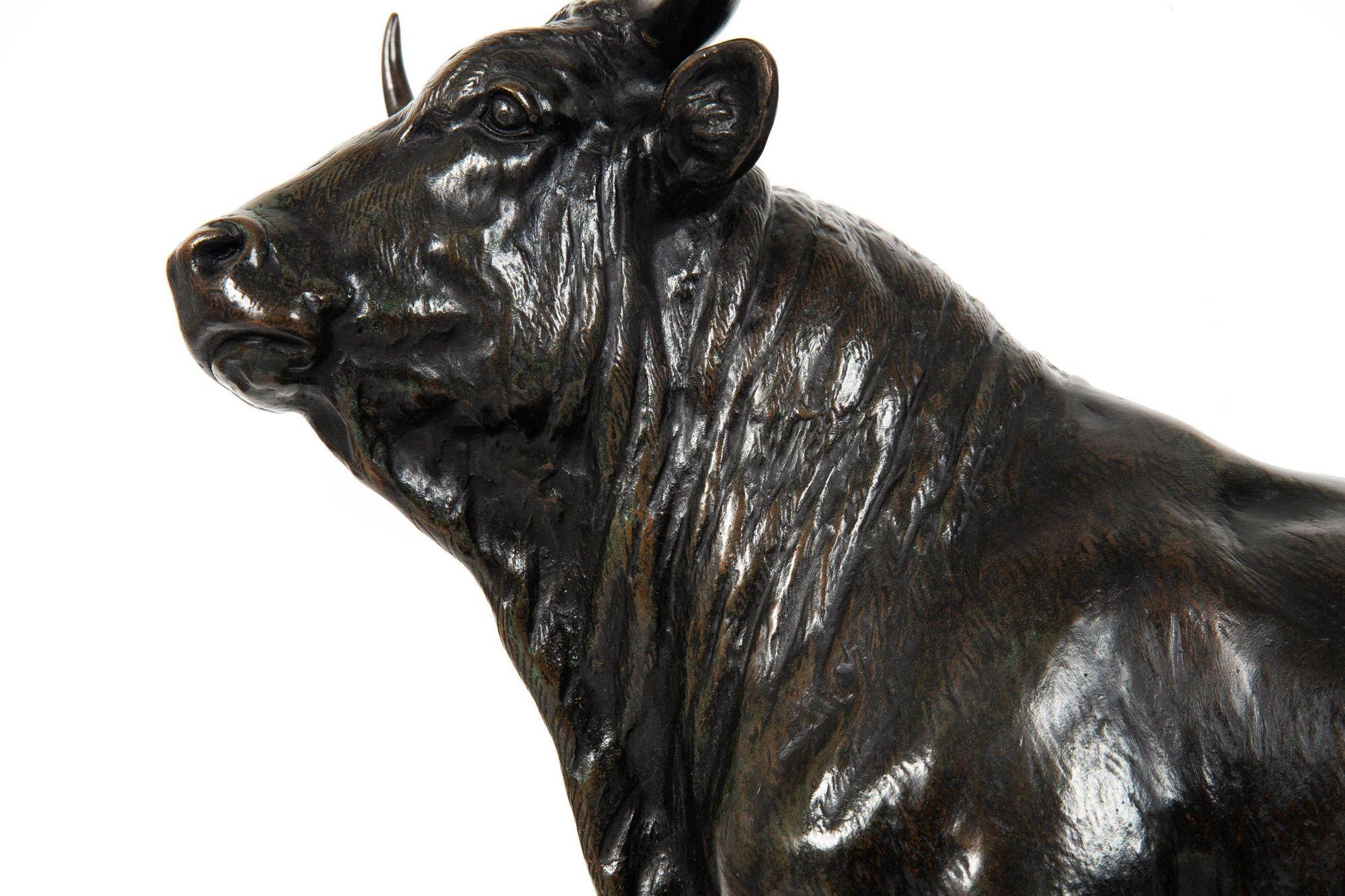 French Antique Bronze Sculpture “Striding Bull” after Isidore Jules Bonheur For Sale 12