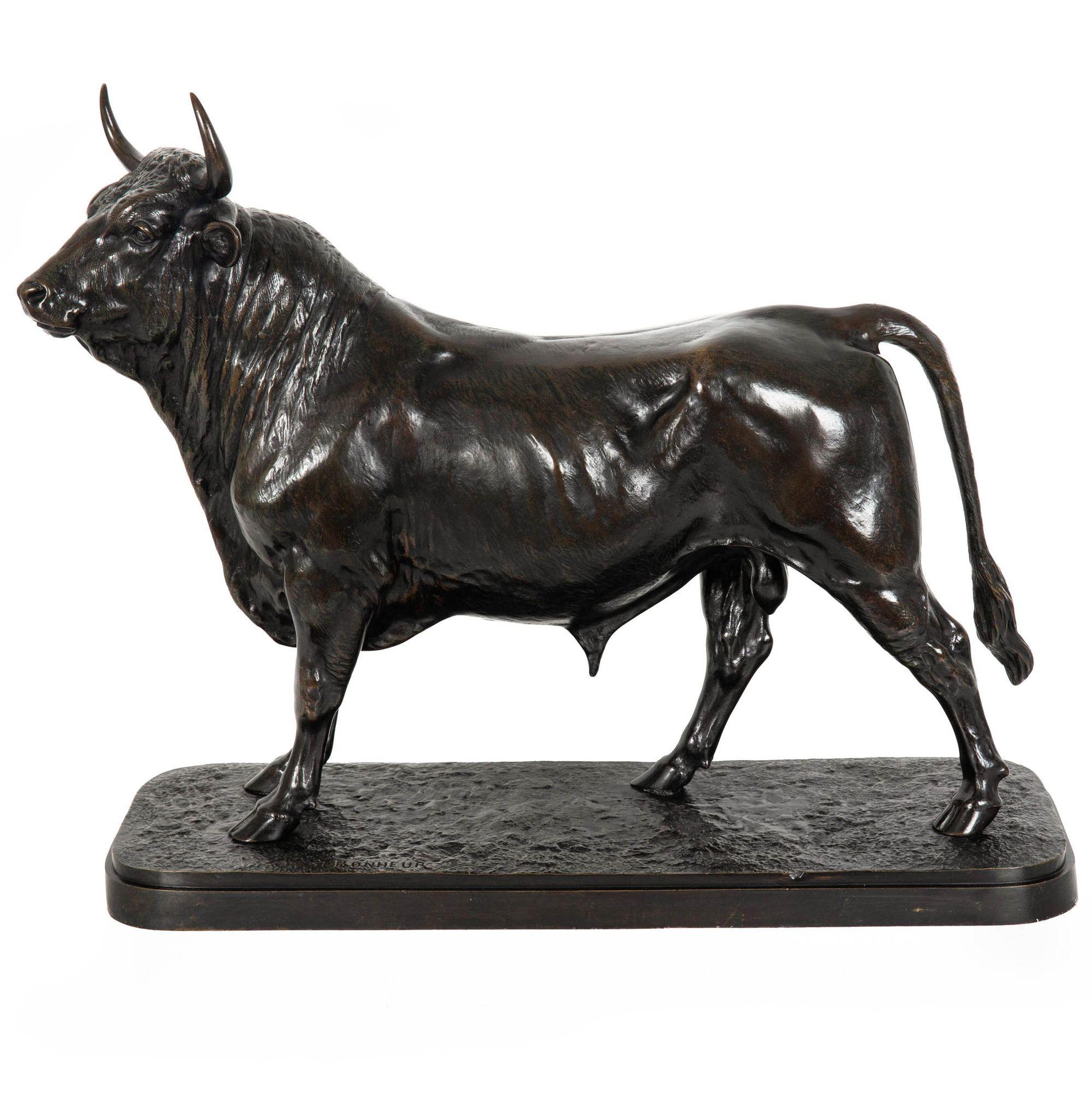 ISIDORE JULES BONHEUR [after]
French, 1827-1901

Striding Bull

Patinated bronze  signed in naturalistic base 