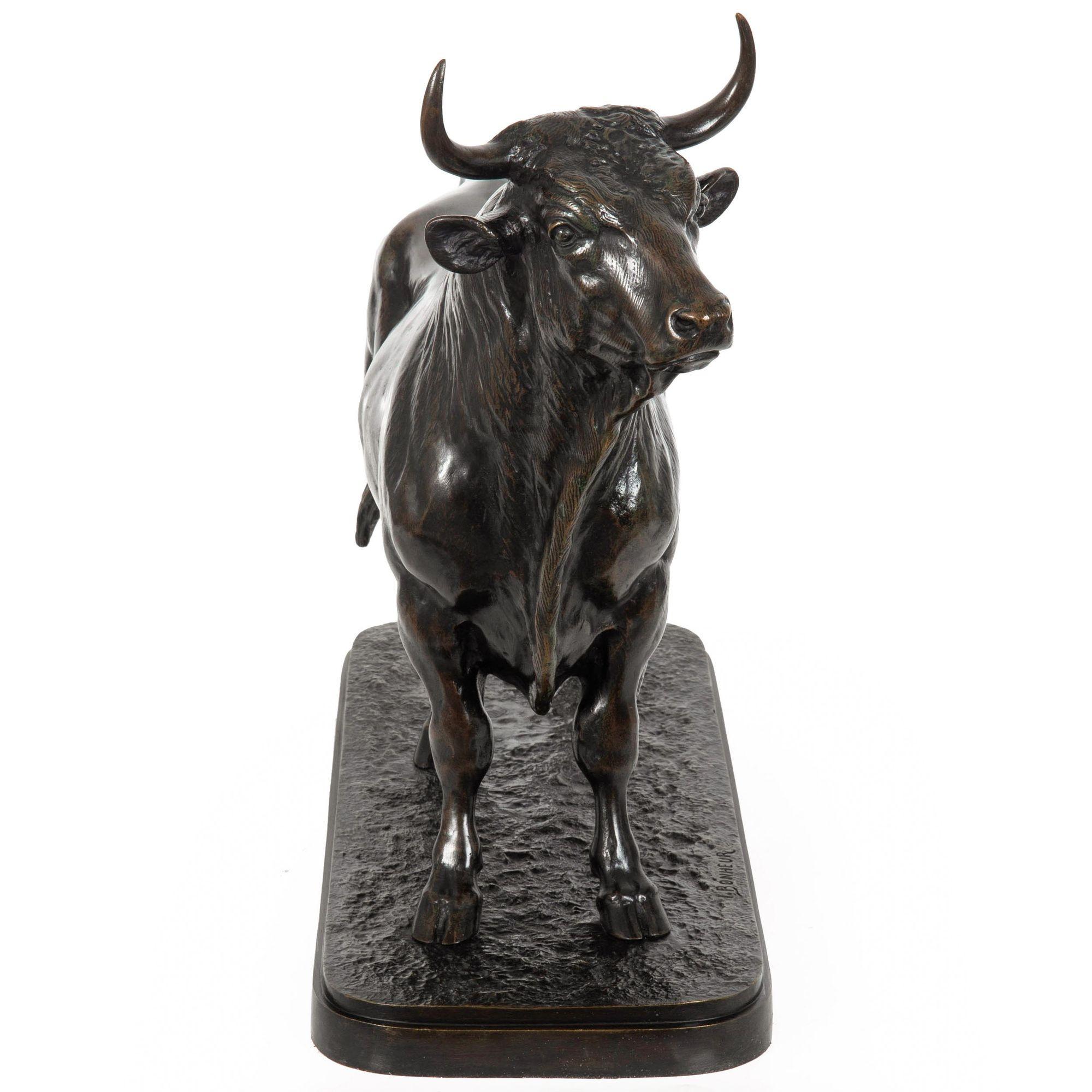 20th Century French Antique Bronze Sculpture “Striding Bull” after Isidore Jules Bonheur For Sale
