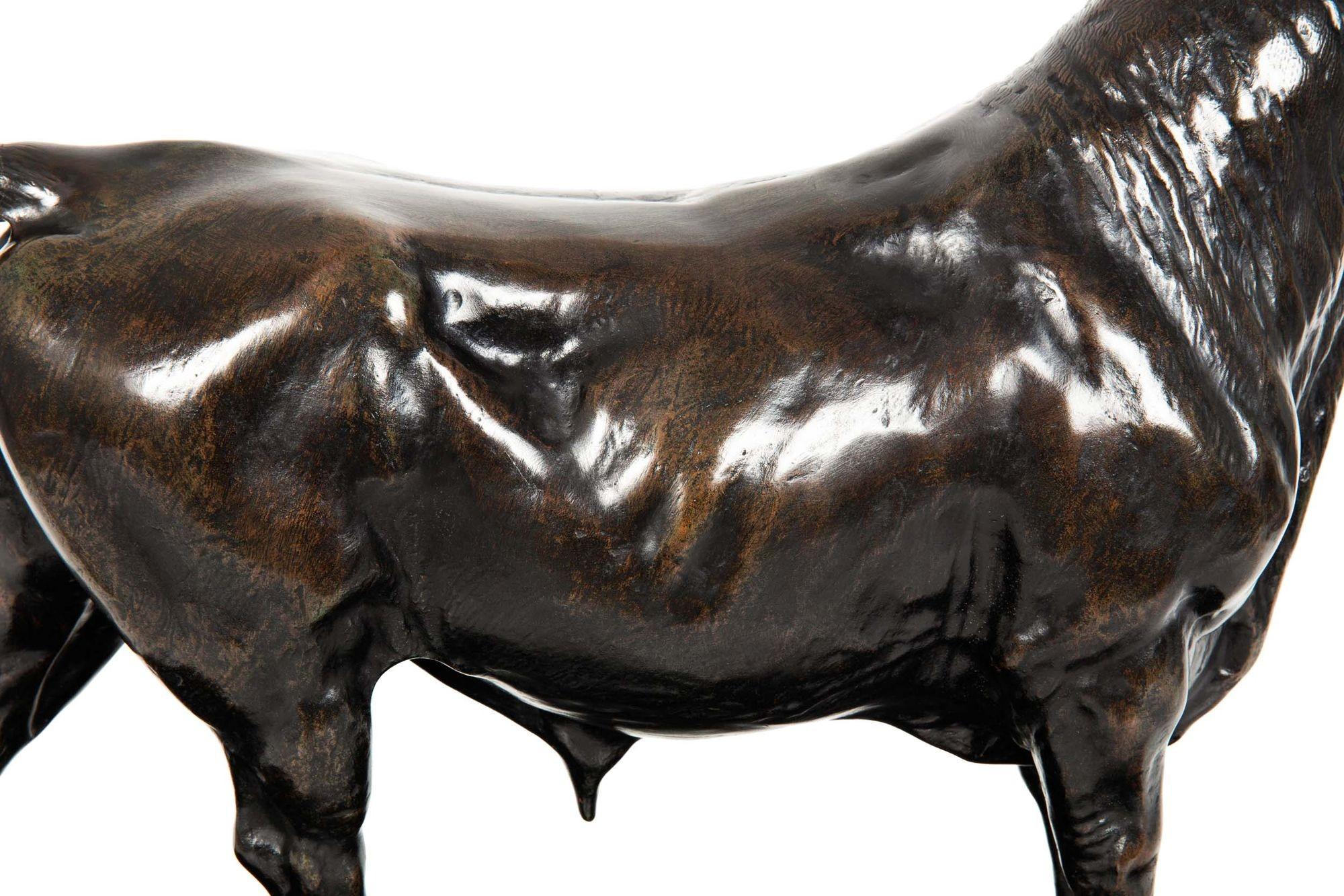 French Antique Bronze Sculpture “Striding Bull” after Isidore Jules Bonheur For Sale 2