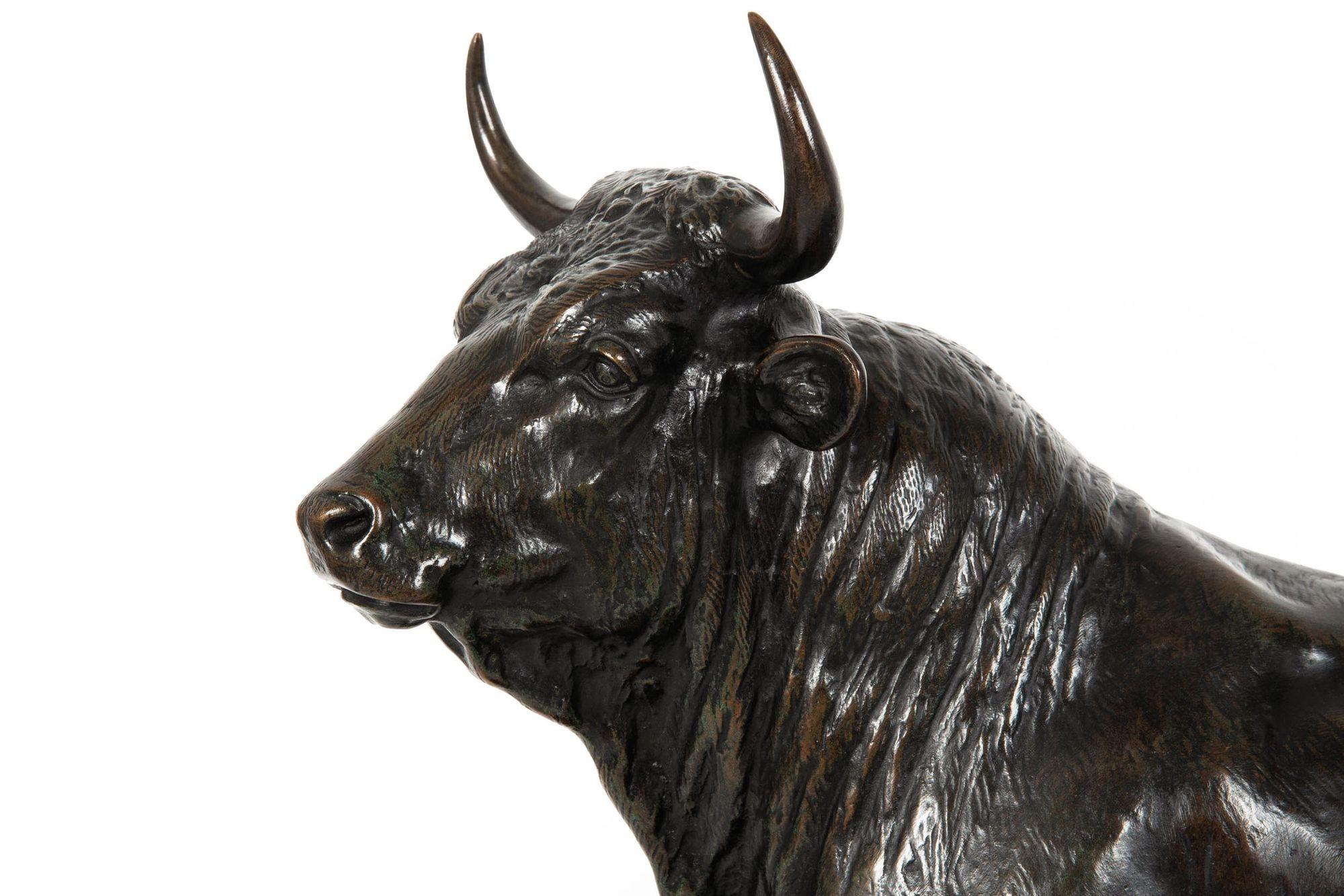 French Antique Bronze Sculpture “Striding Bull” after Isidore Jules Bonheur For Sale 3