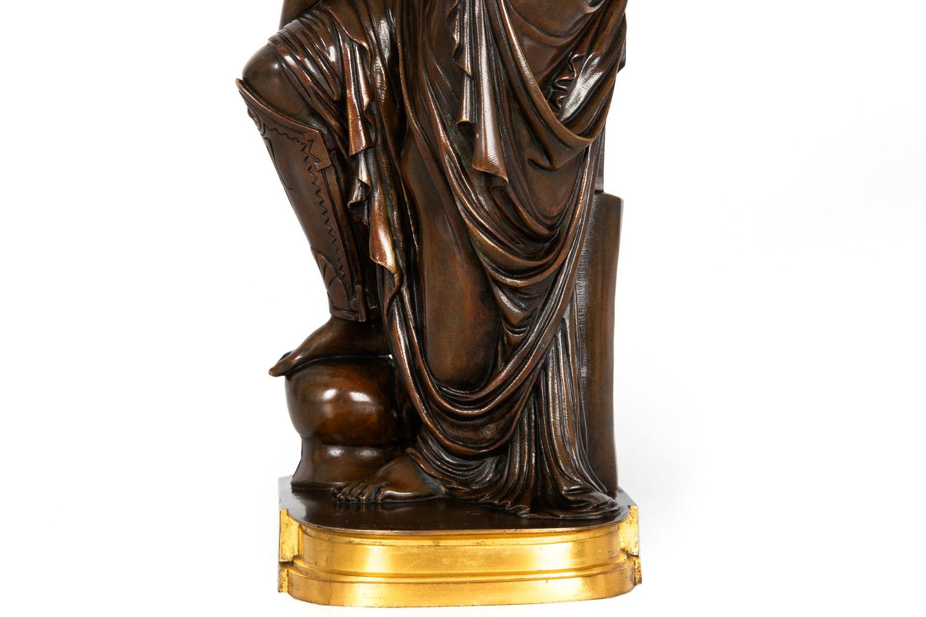 Französische antike Bronzeskulptur Thetis, Olympian, nach Pierre Emile Hebert im Angebot 11