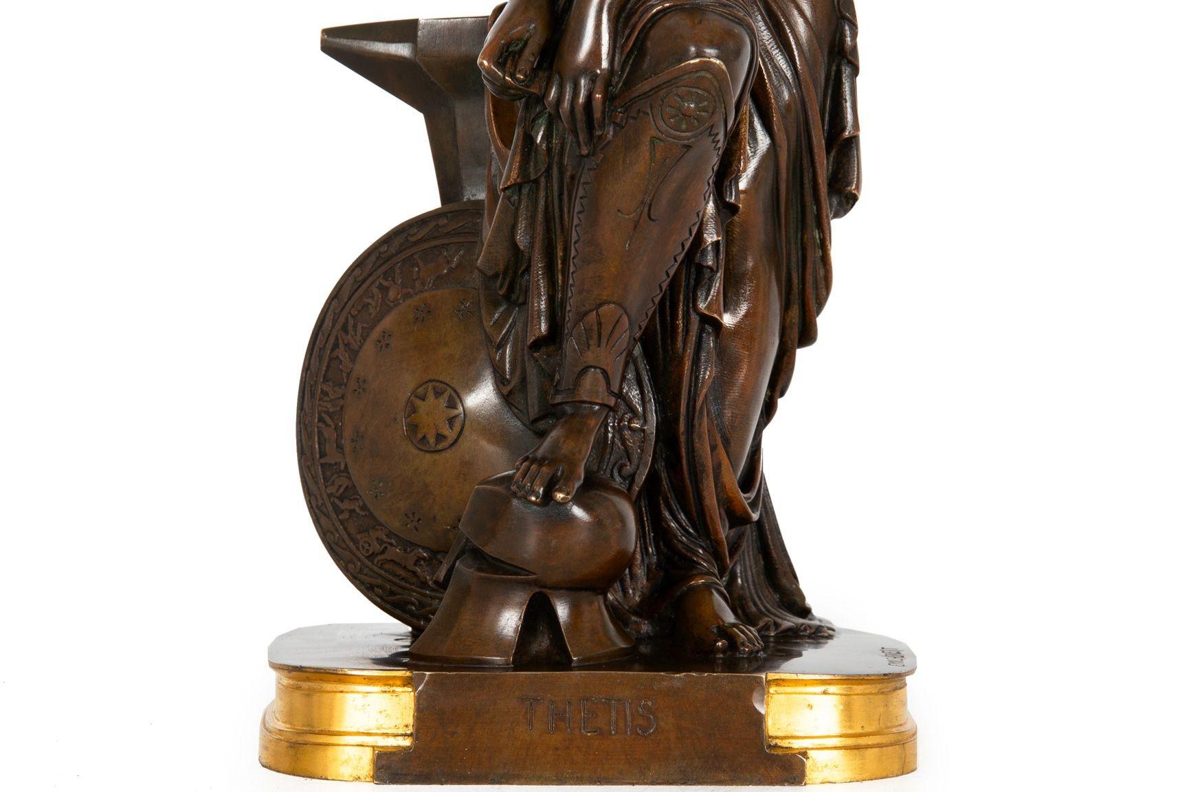 Französische antike Bronzeskulptur Thetis, Olympian, nach Pierre Emile Hebert im Angebot 13