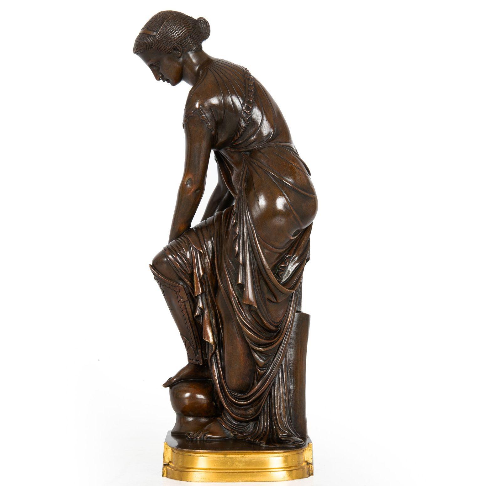 French Antique Bronze Sculpture “Thetis, Olympian” After Pierre Emile Hebert In Good Condition For Sale In Shippensburg, PA