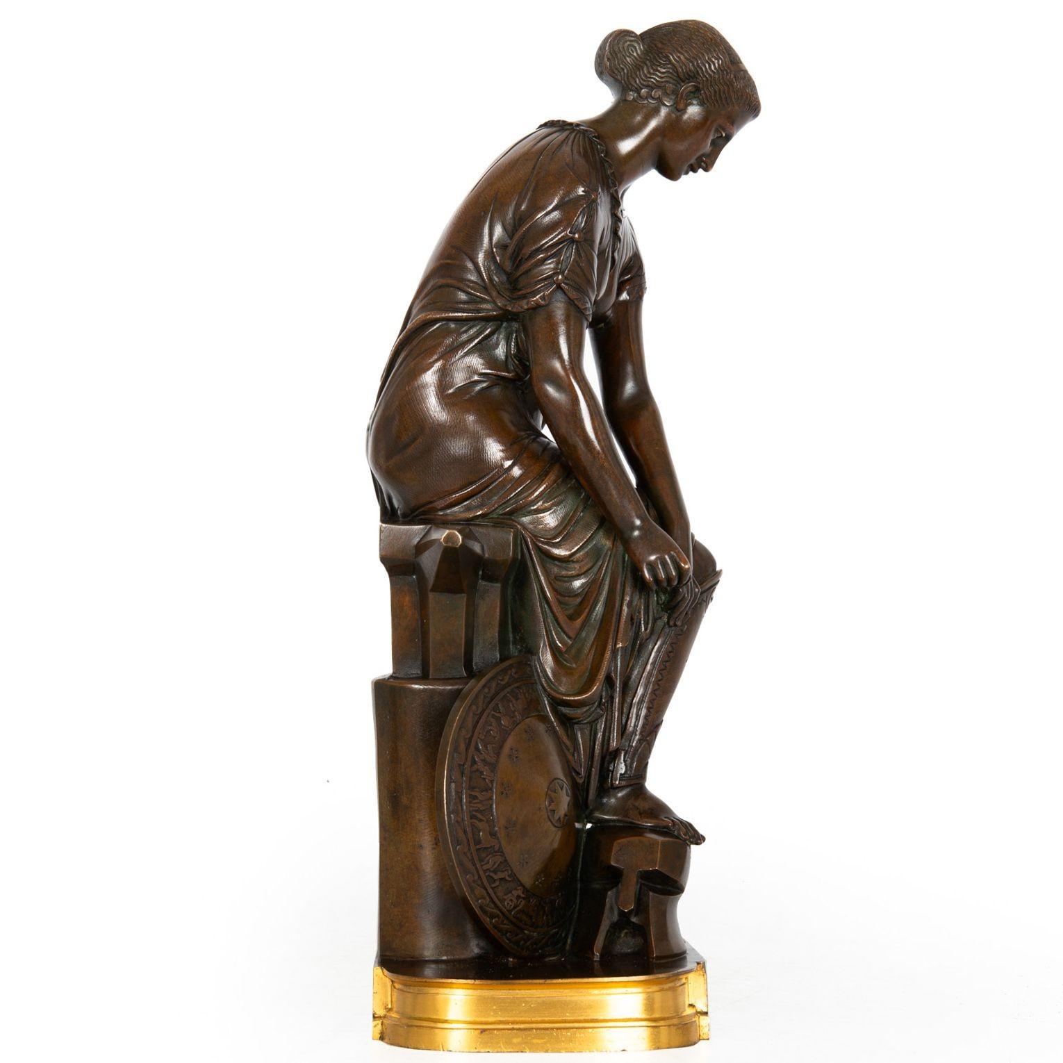 Französische antike Bronzeskulptur Thetis, Olympian, nach Pierre Emile Hebert im Angebot 4