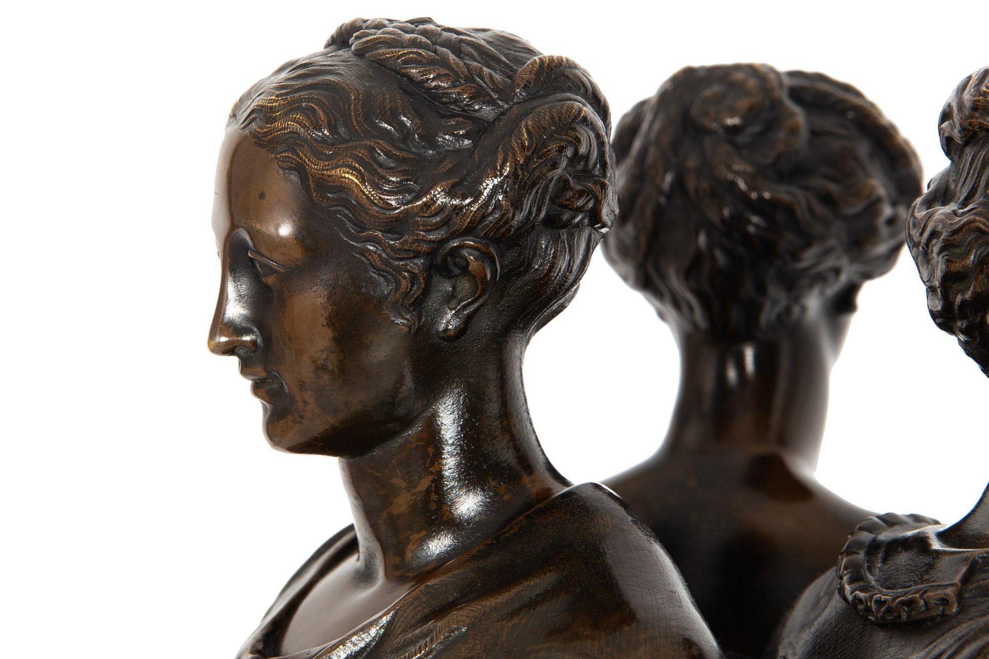 French Antique Bronze Sculpture “Three Graces” after Germain Pilon For Sale 10