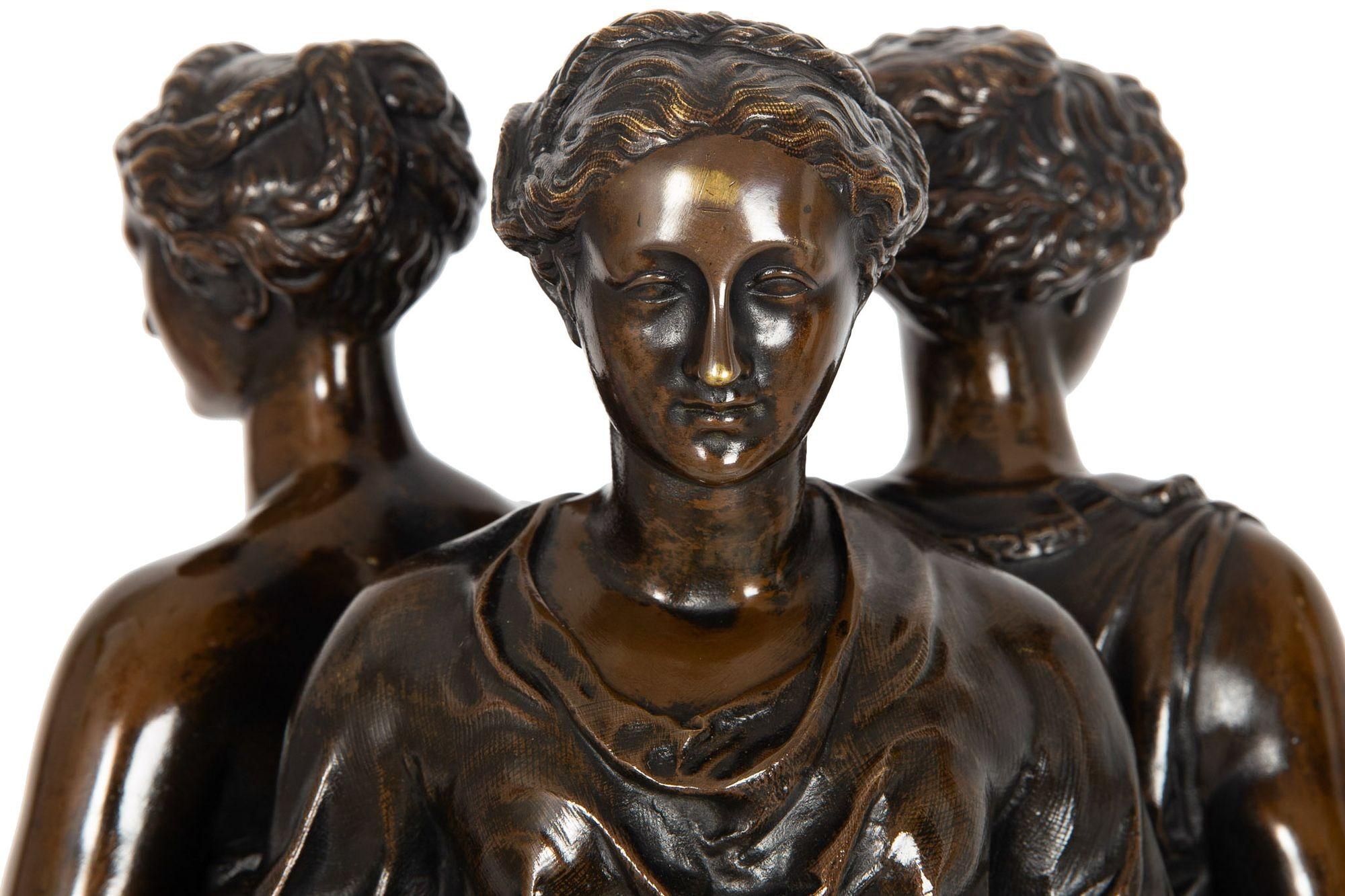 French Antique Bronze Sculpture “Three Graces” after Germain Pilon For Sale 1