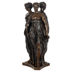 French Antique Bronze Sculpture “Three Graces” after Germain Pilon