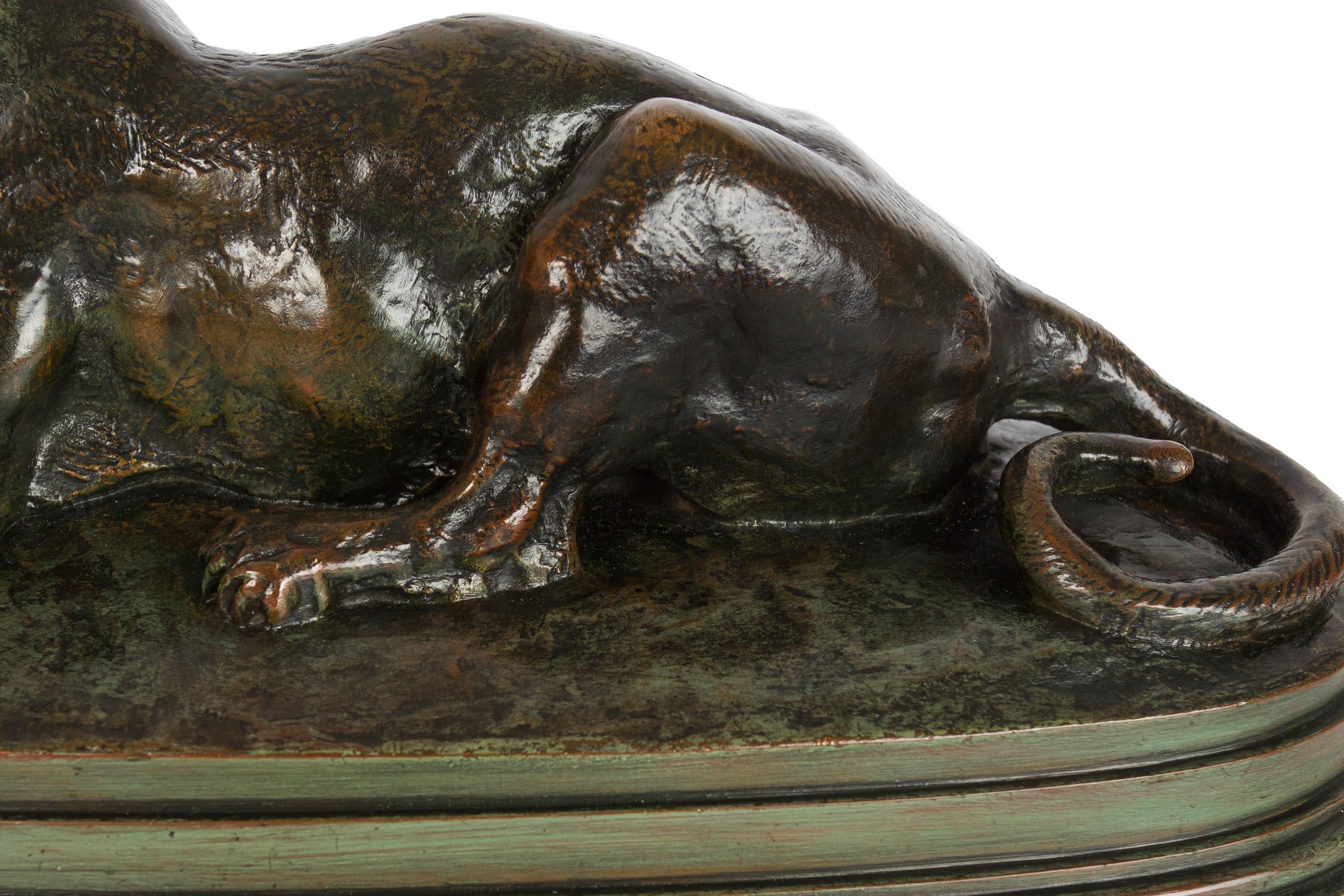 Französische antike Bronzeskulptur „Tiger, der Gazelle liebt“ aus Bronze von Antoine-Louis Barye im Angebot 2