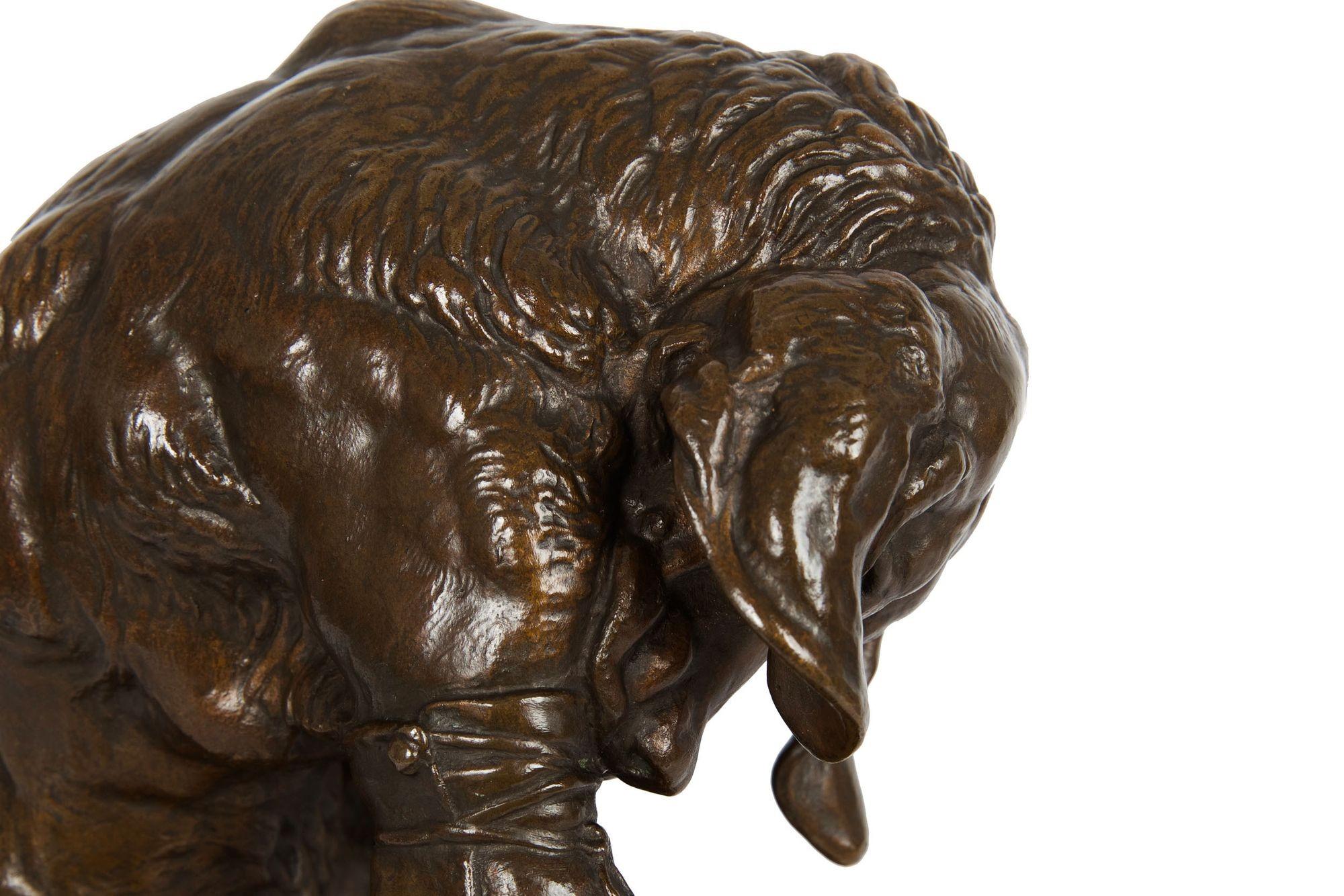 French Antique Bronze Sculpture “Wounded Hound” by Emmanuel Fremiet 4