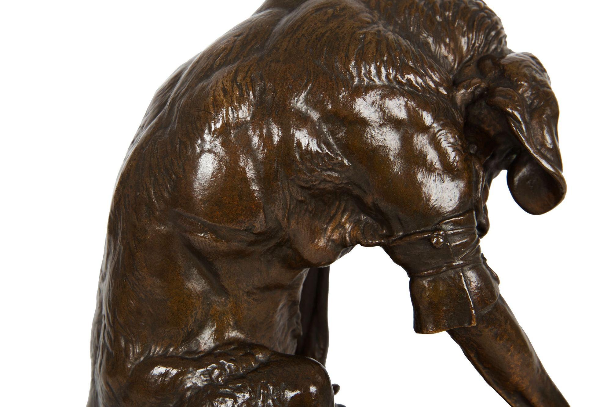 French Antique Bronze Sculpture “Wounded Hound” by Emmanuel Fremiet 5