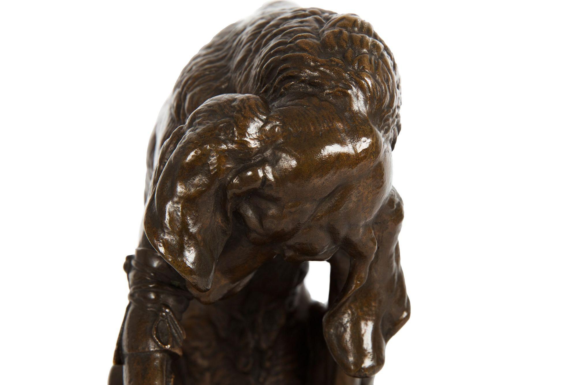 French Antique Bronze Sculpture “Wounded Hound” by Emmanuel Fremiet 8