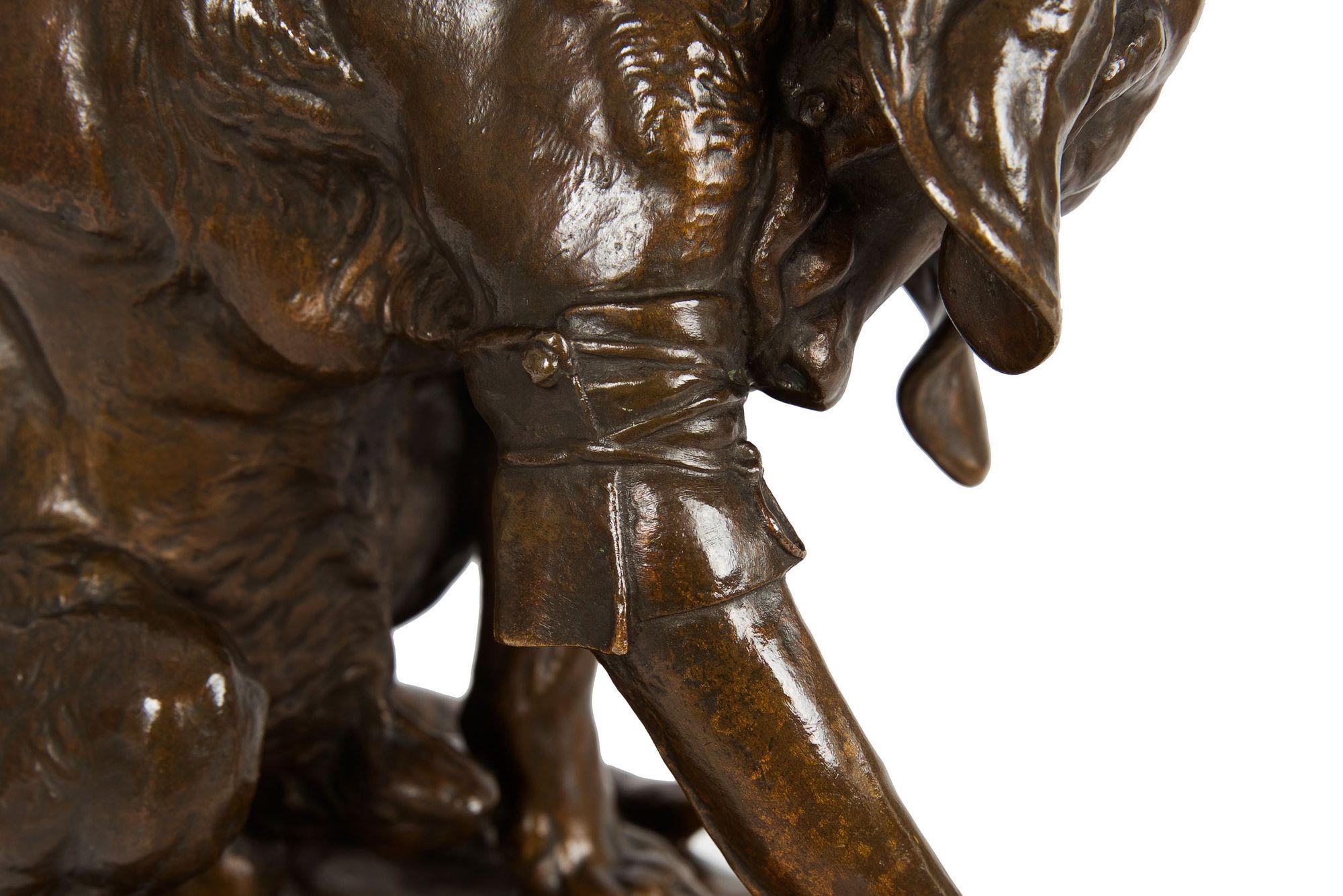 French Antique Bronze Sculpture “Wounded Hound” by Emmanuel Fremiet 11