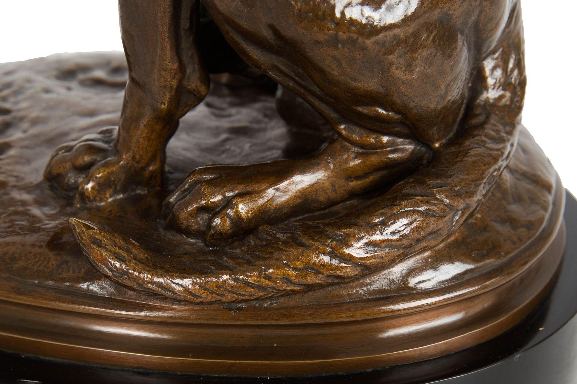 French Antique Bronze Sculpture “Wounded Hound” by Emmanuel Fremiet 12