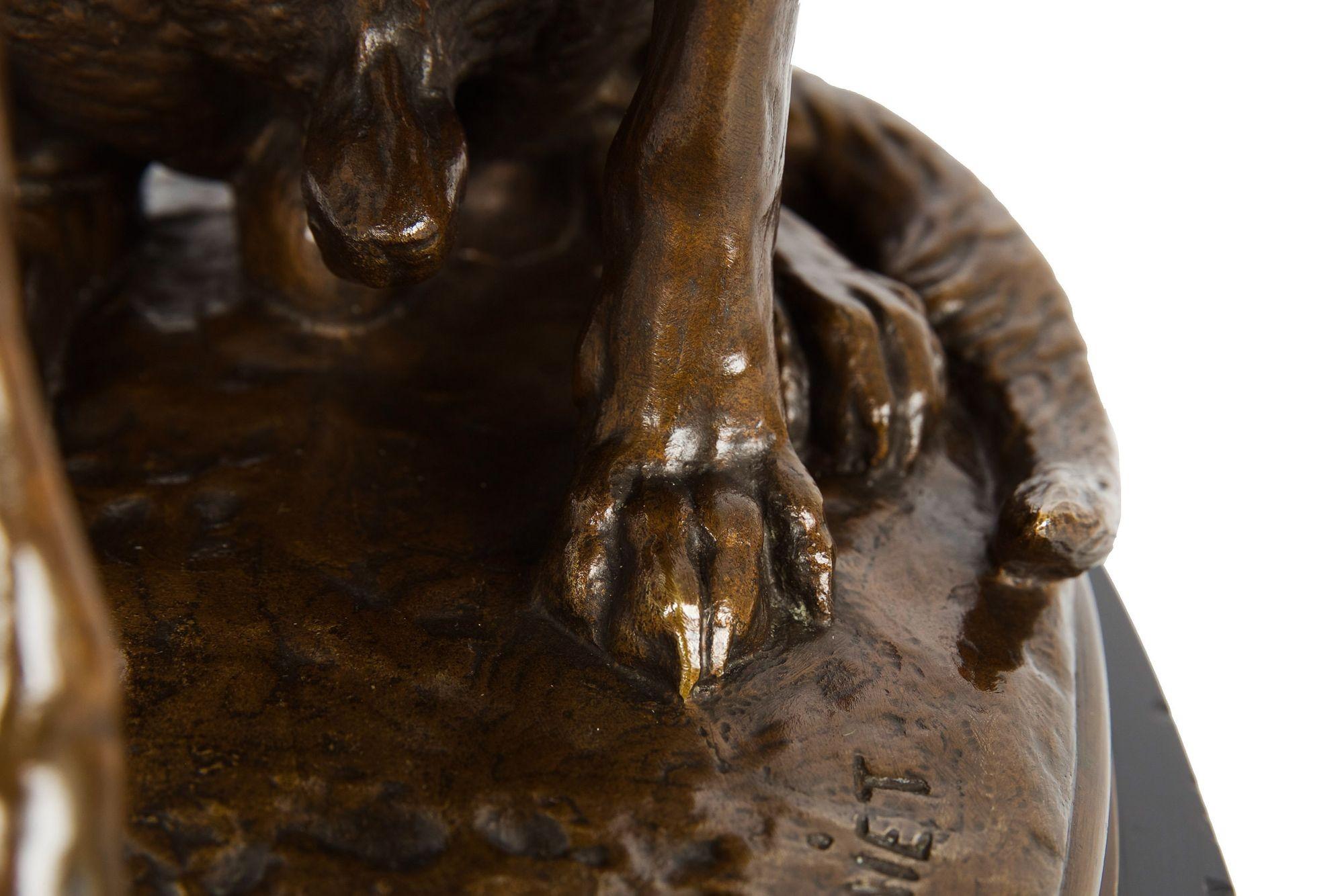 French Antique Bronze Sculpture “Wounded Hound” by Emmanuel Fremiet 13