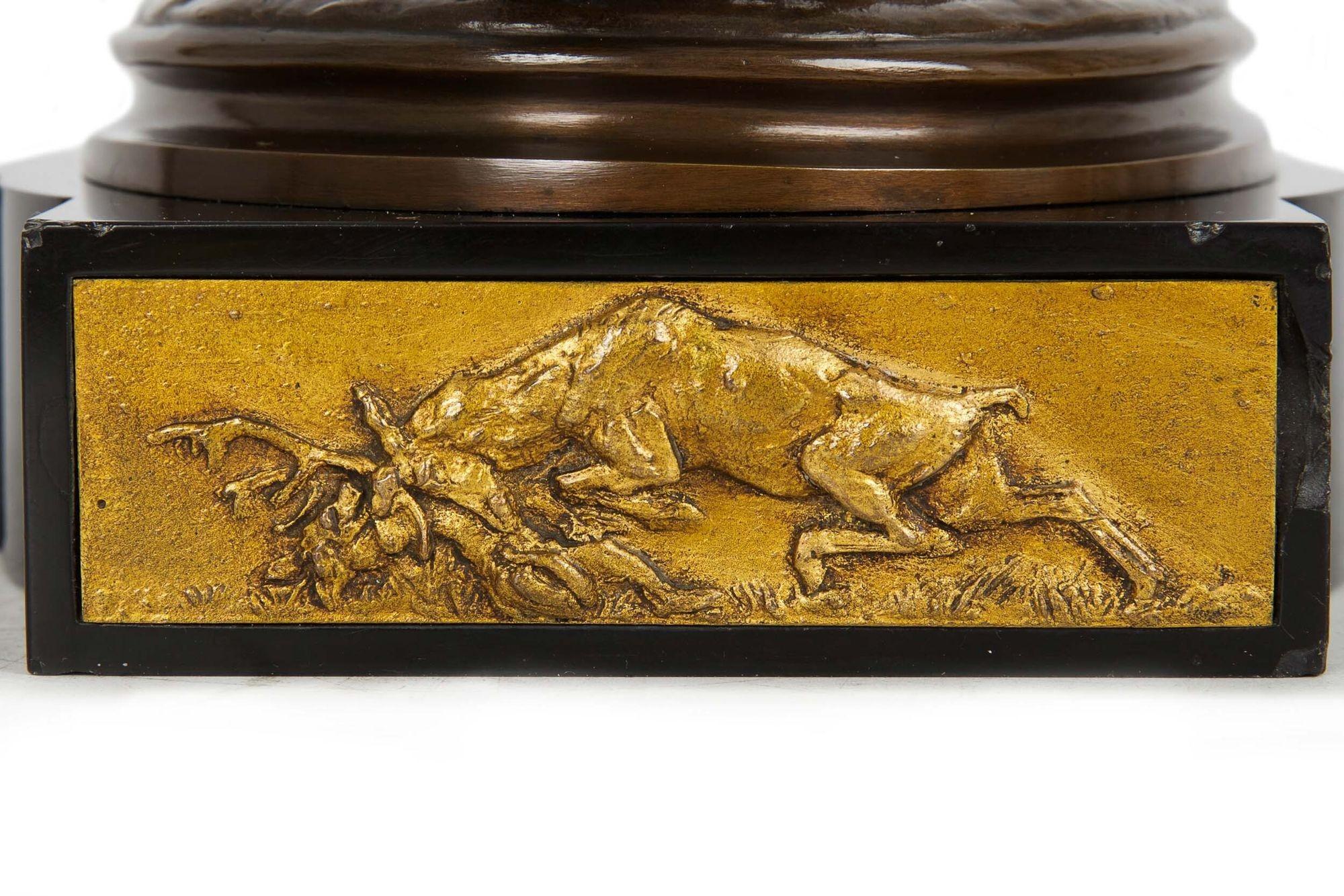French Antique Bronze Sculpture “Wounded Hound” by Emmanuel Fremiet 1