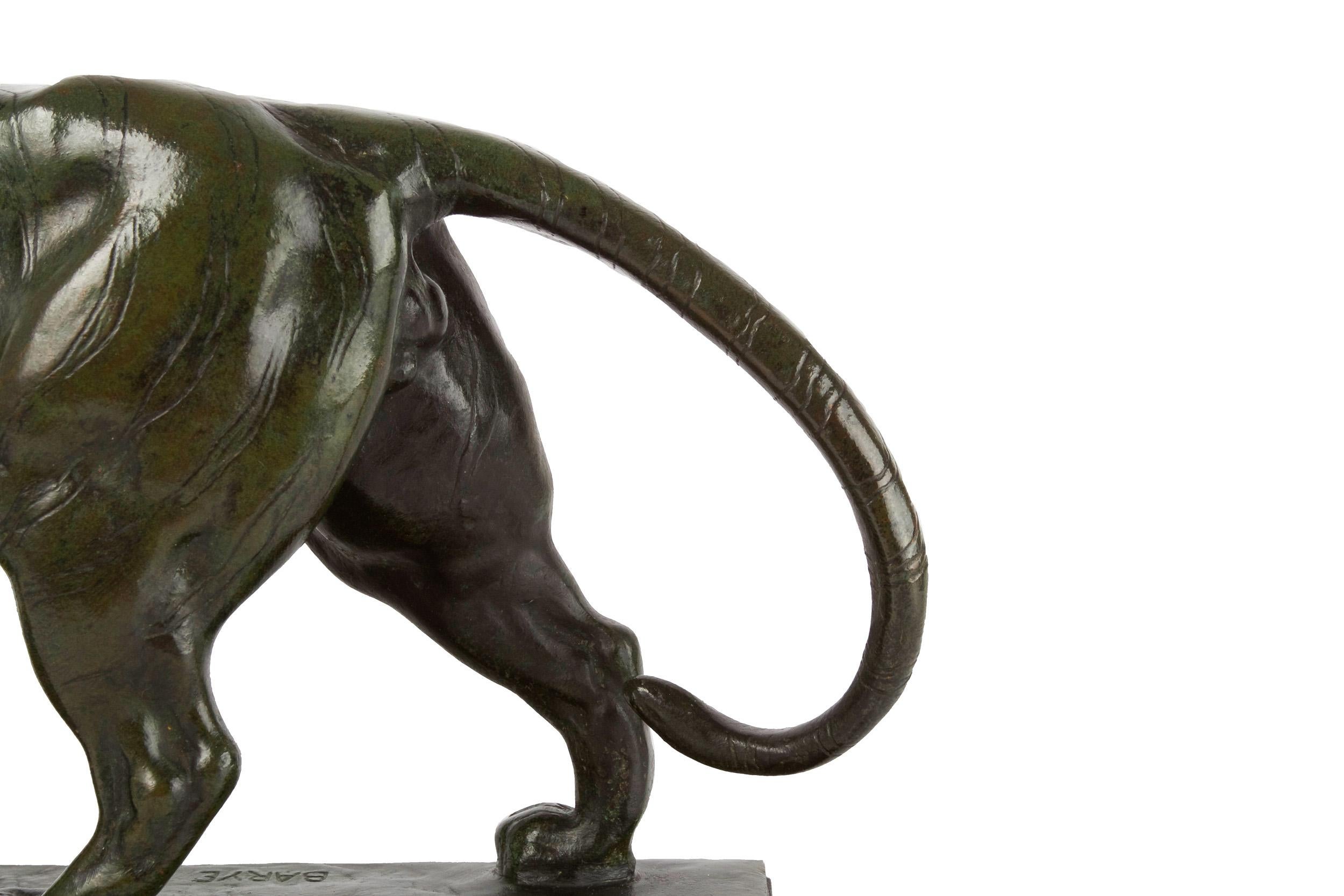 Sculpture française ancienne en bronze « Tigre qui marche » d'Antoine-Louis Barye, Barbedienn en vente 1
