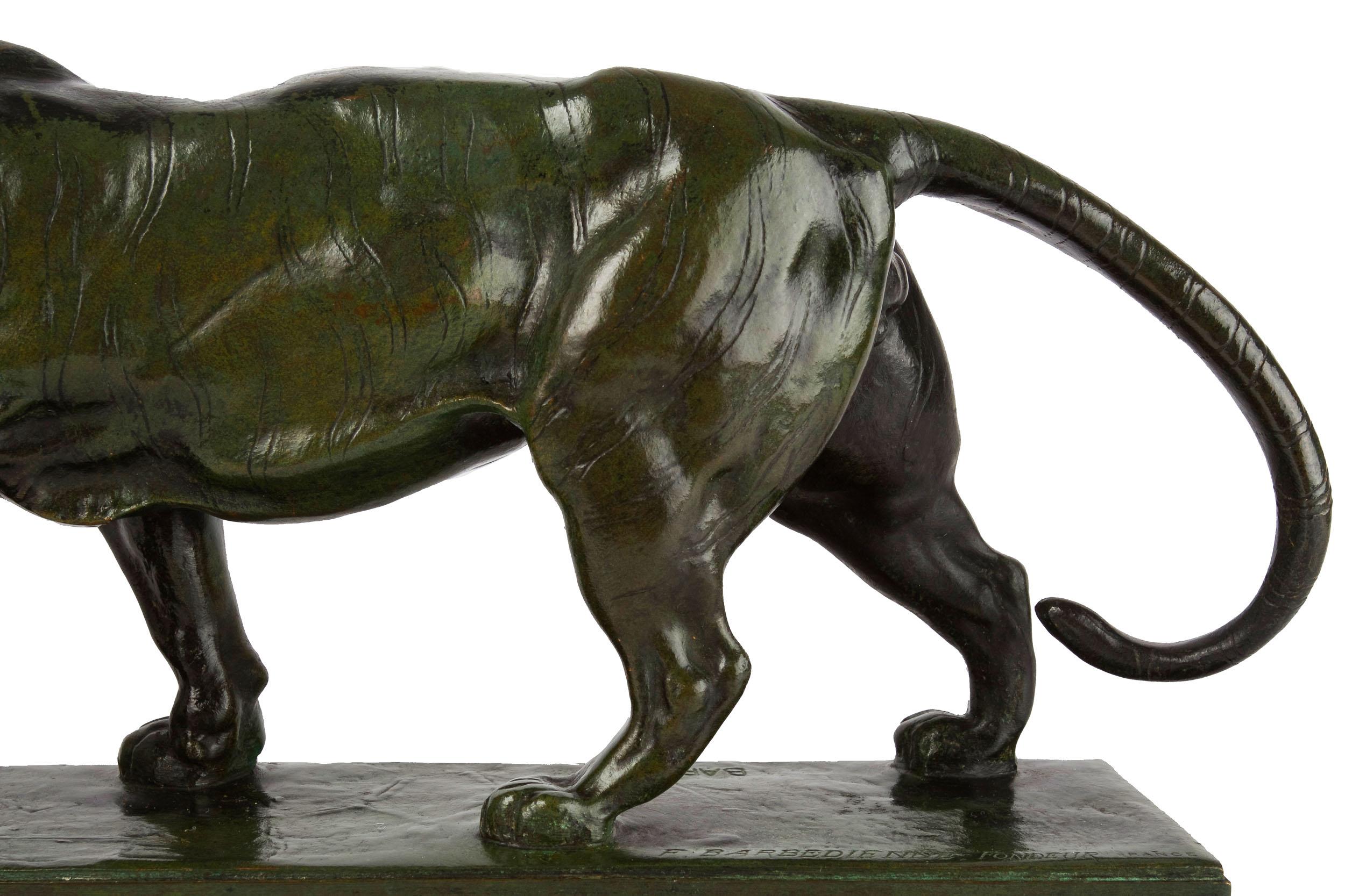 Französische antike Bronzeskulptur „Walking Tiger“ von Antoine-Louis Barye, Barbedienn im Angebot 10