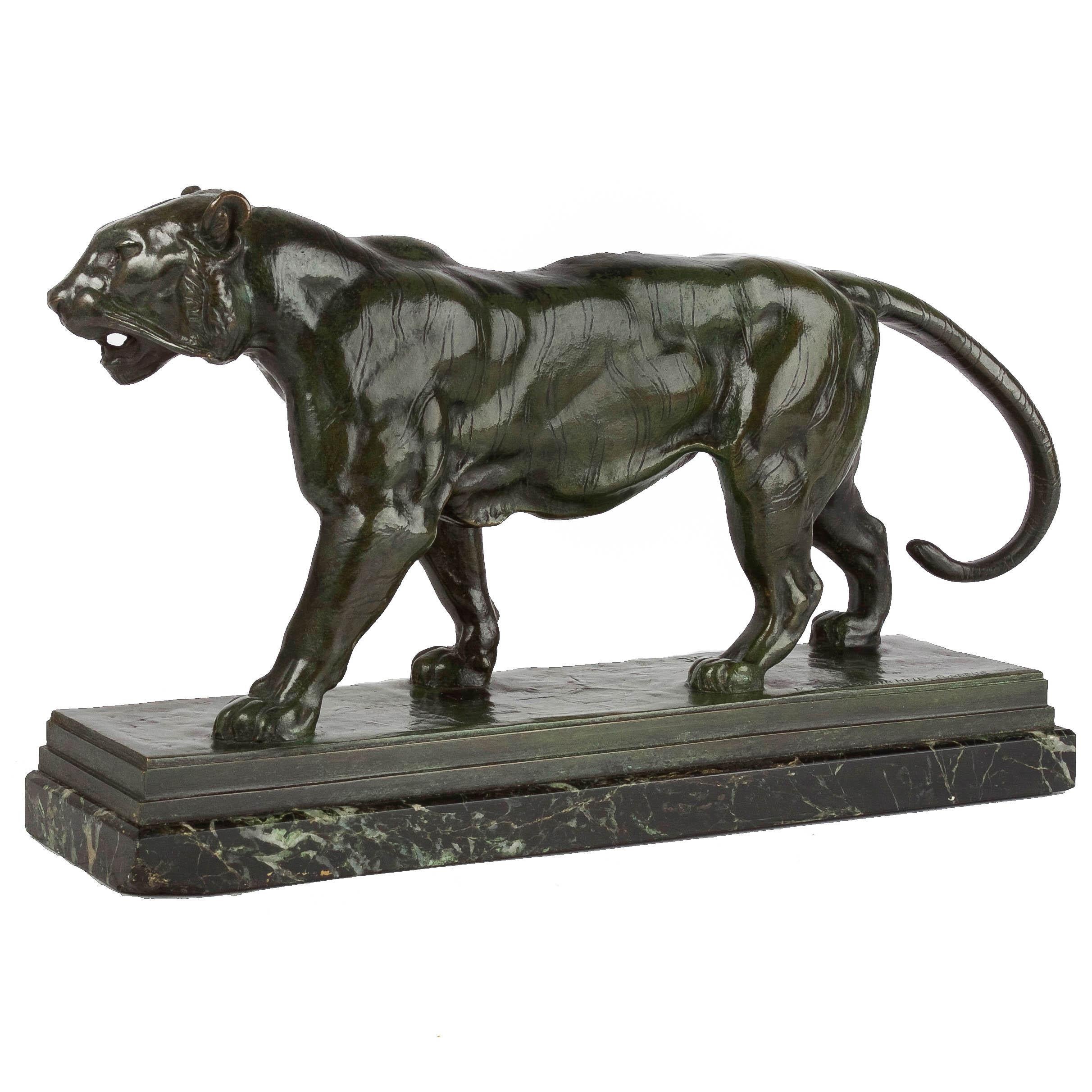 Französische antike Bronzeskulptur „Walking Tiger“ von Antoine-Louis Barye, Barbedienn im Angebot 12