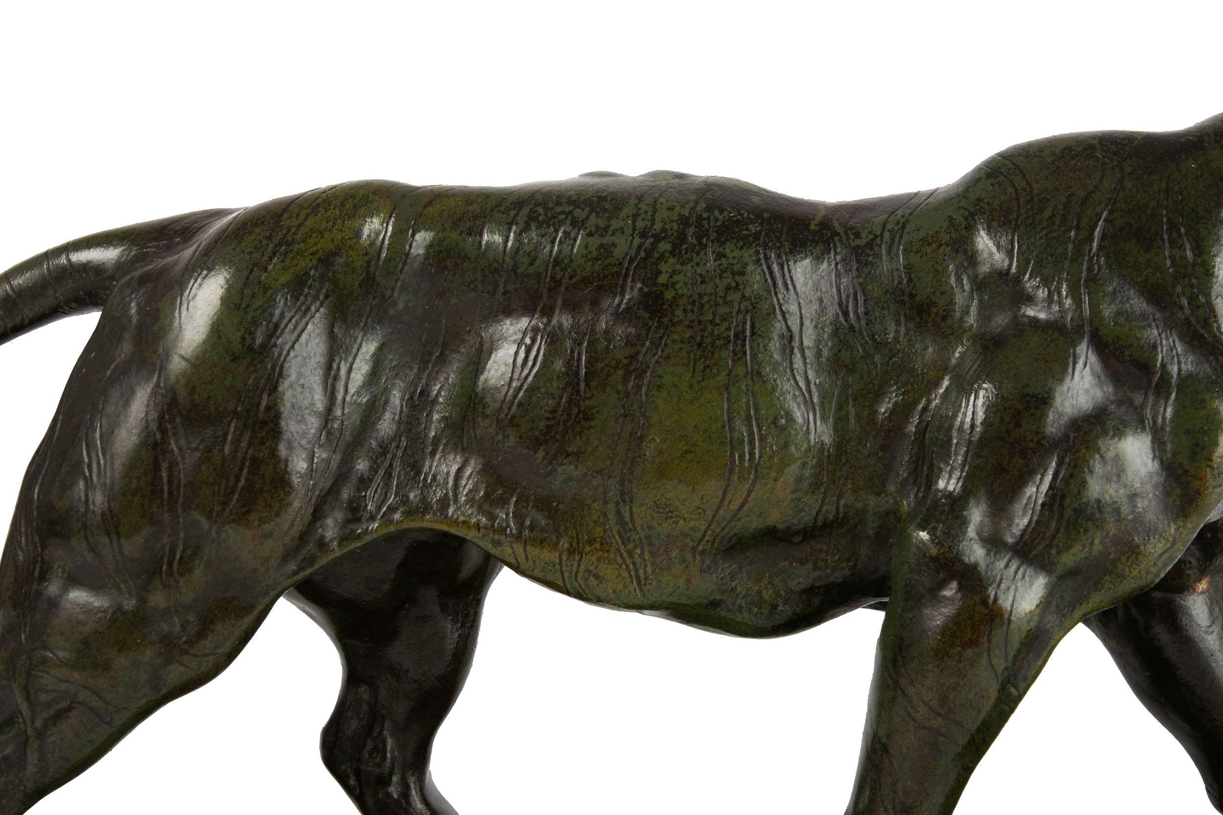 Französische antike Bronzeskulptur „Walking Tiger“ von Antoine-Louis Barye, Barbedienn im Angebot 3