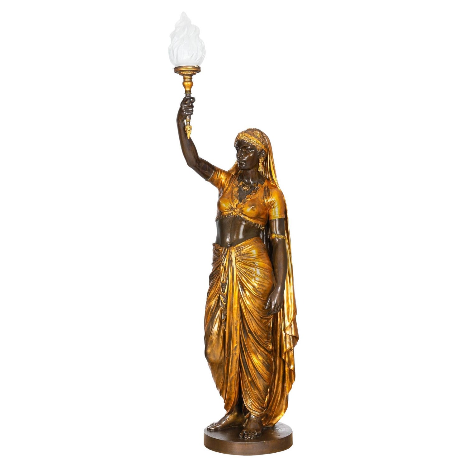 Emile Guillemin Bronze Sculpture Torchiere Lamp "Femme Indienne"  Barbedienne at 1stDibs | emile guillemin sculptures, bronze guillemin