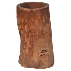 French Antique Hollowed Tree Trunk Wooden Planter Vessel, Late 19th C. France