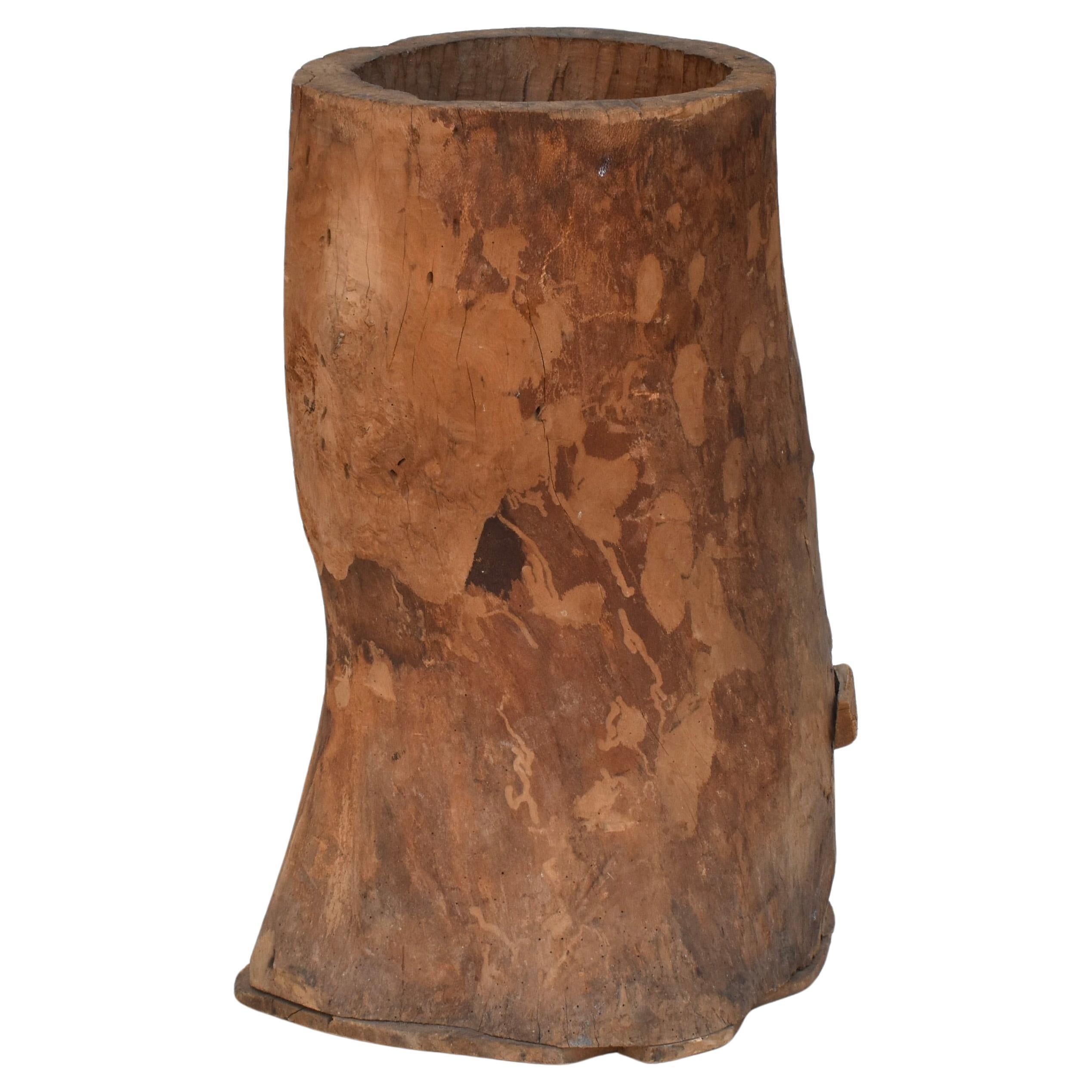 French Antique Hollowed Tree Trunk Wooden Planter Vessel, Late 19th C. France For Sale 1