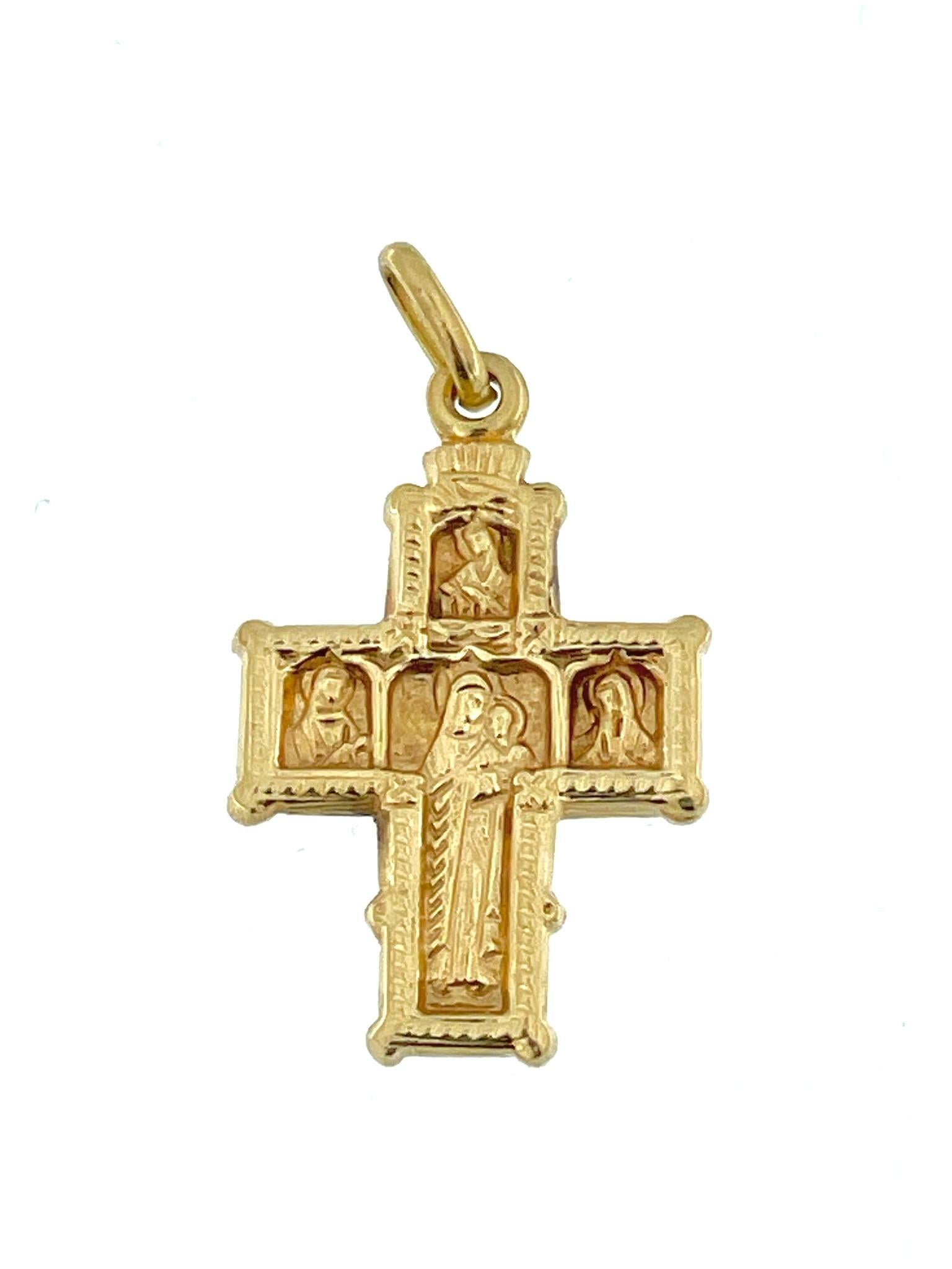 Artisan French Antique Byzantine Style Crucifix Yellow Gold