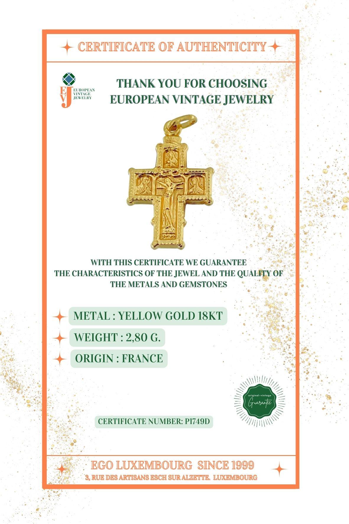 French Antique Byzantine Style Crucifix Yellow Gold 1