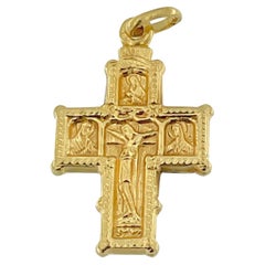French Antique Byzantine Style Crucifix Yellow Gold