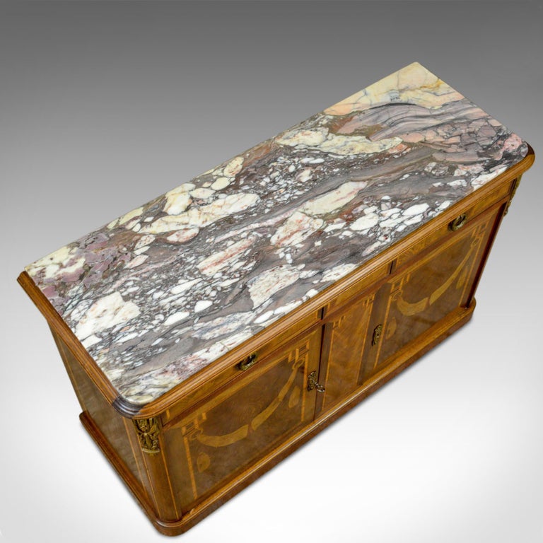 French Antique Empire Revival, Low, Cupboard, Marble Top