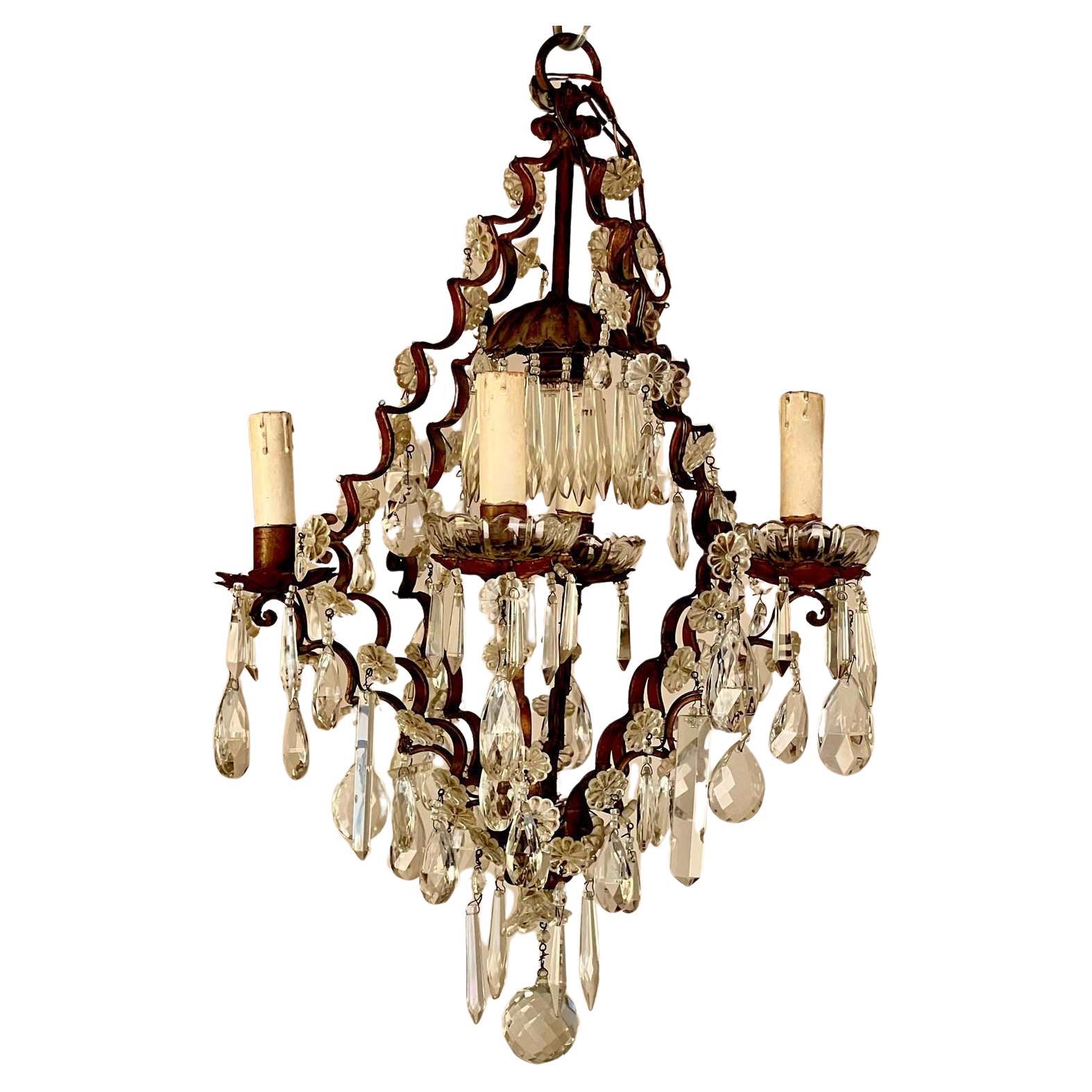 French Antique Cage Chandelier
