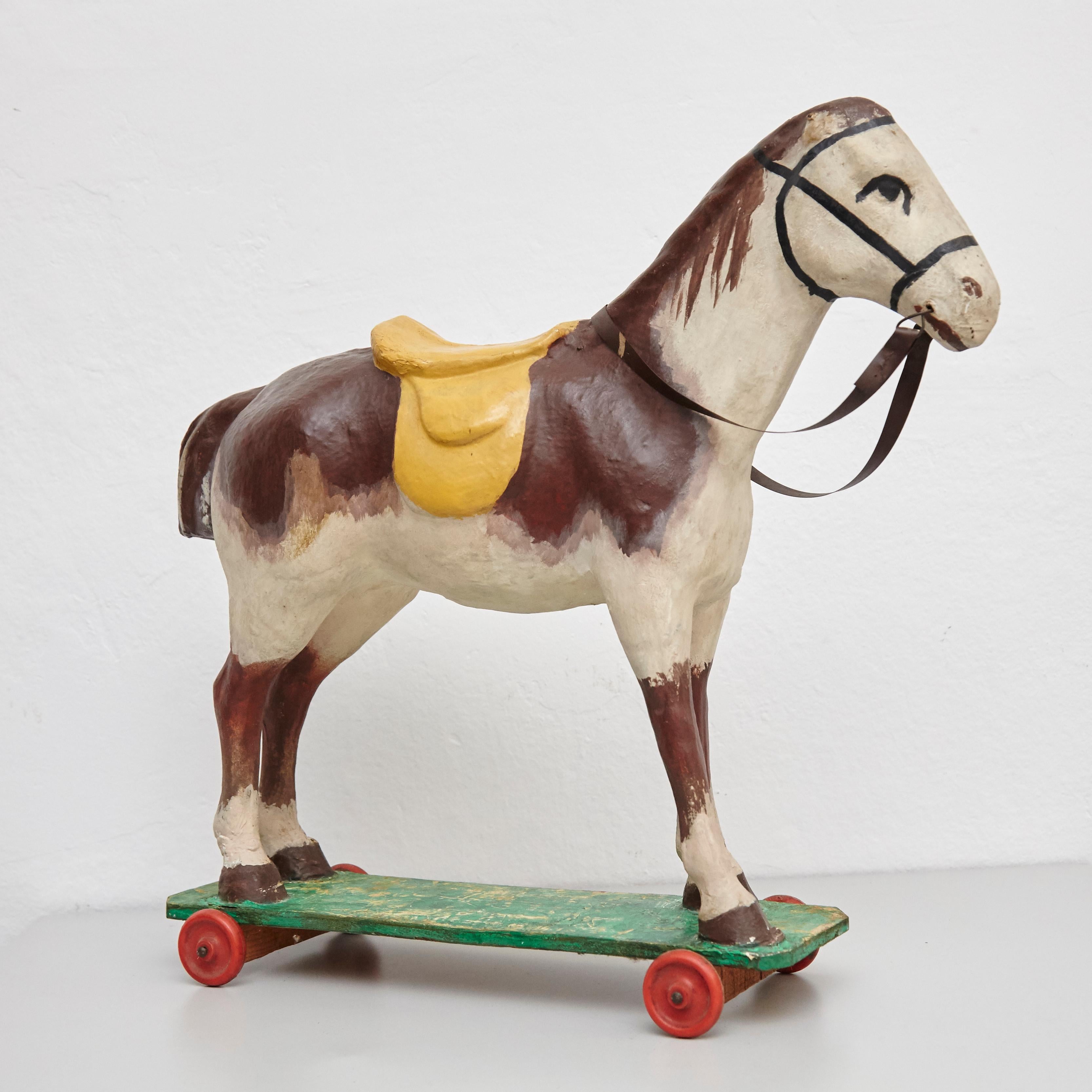 Metal French Antique Cardboard Children's Horse, circa 1950
