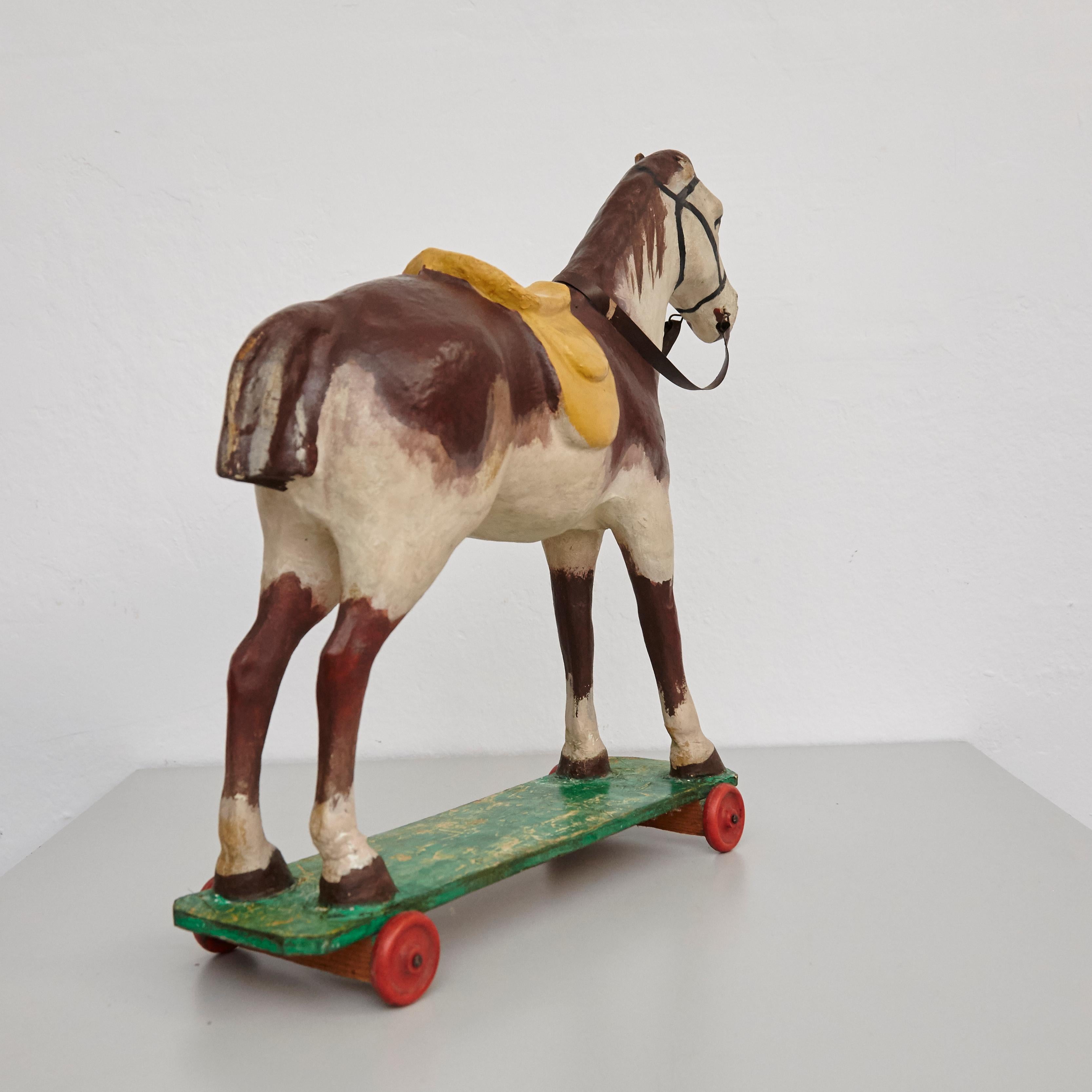 French Antique Cardboard Children's Horse, circa 1950 2