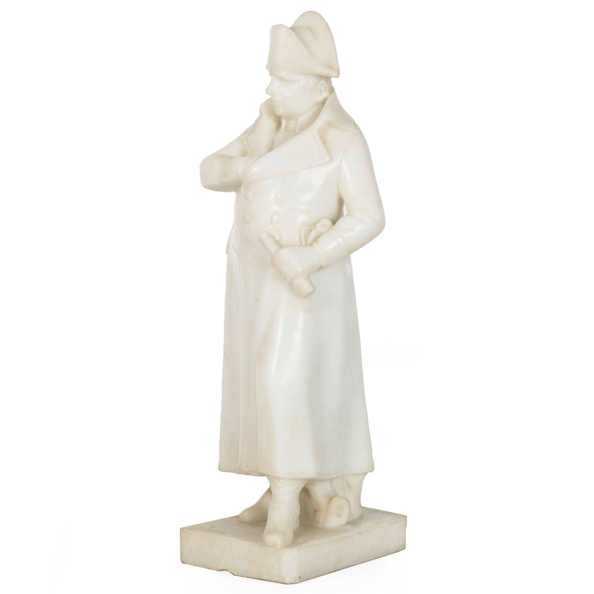 Sculpture française ancienne en albâtre sculpté représentant Napoléon, 20 1/2 H en vente 13