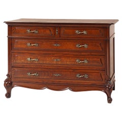 French Antique carved oak chest of drawers