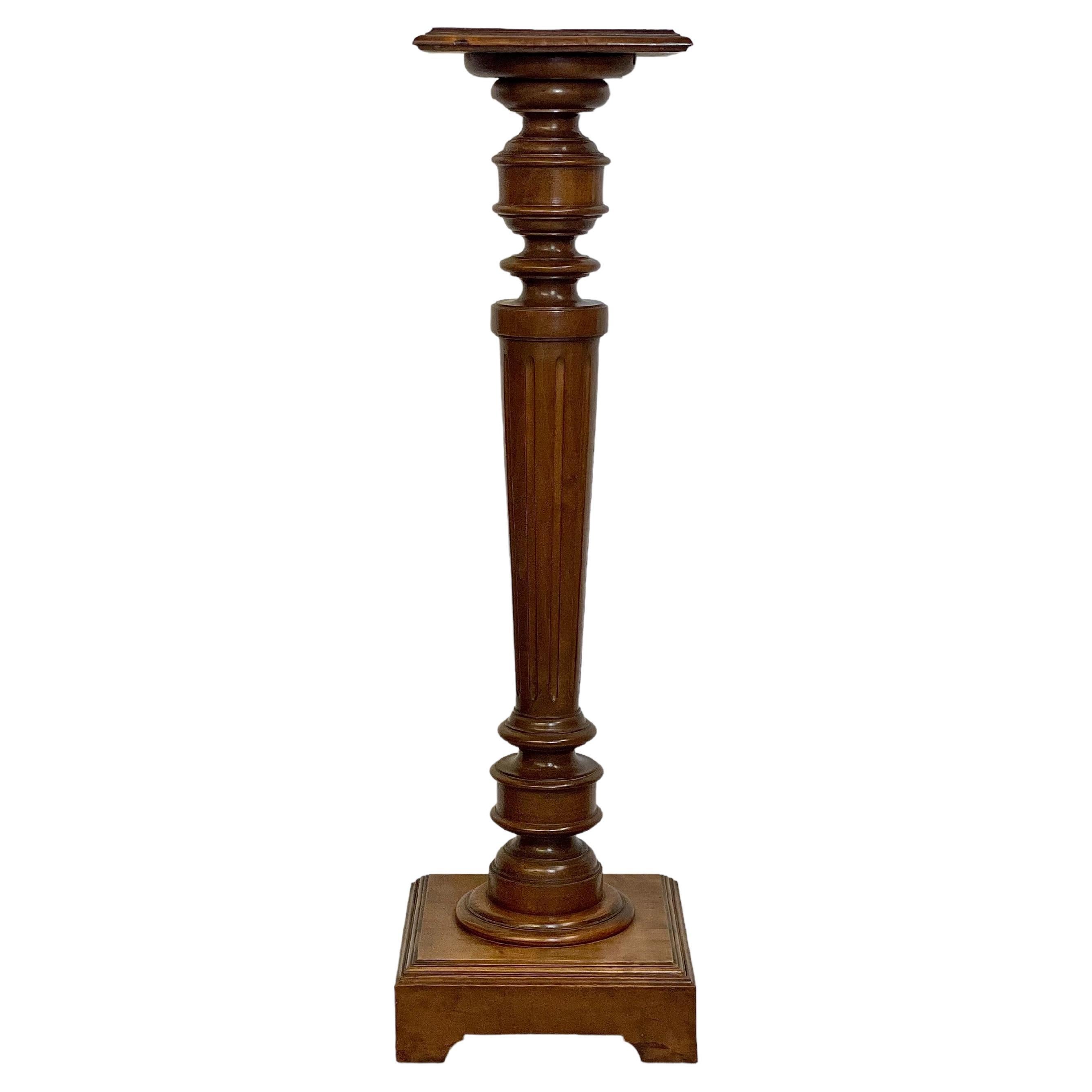 French Antique Carved Walnut Pedestal