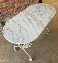 French Antique Cast iron & Marble Swan Table